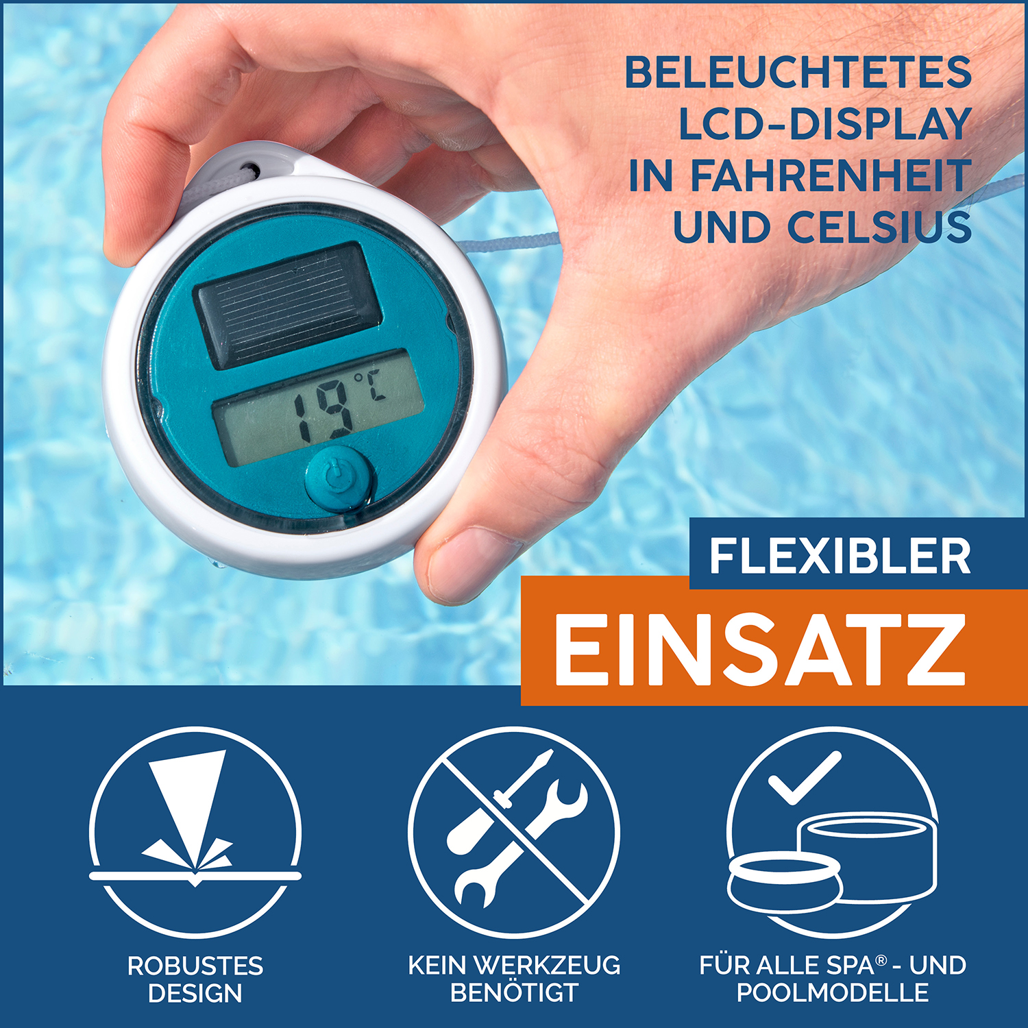 Poolthermometer mit digitaler Anzeige