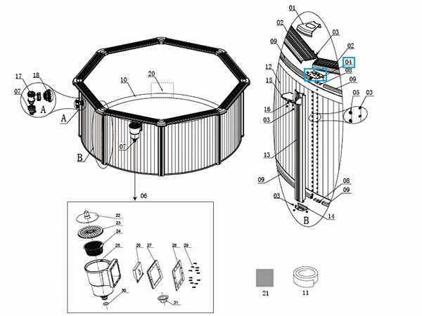 Bestway® Spare Part Bottom metal piece (black) for Hydrium™ steel wall pools (exept Splasher)
