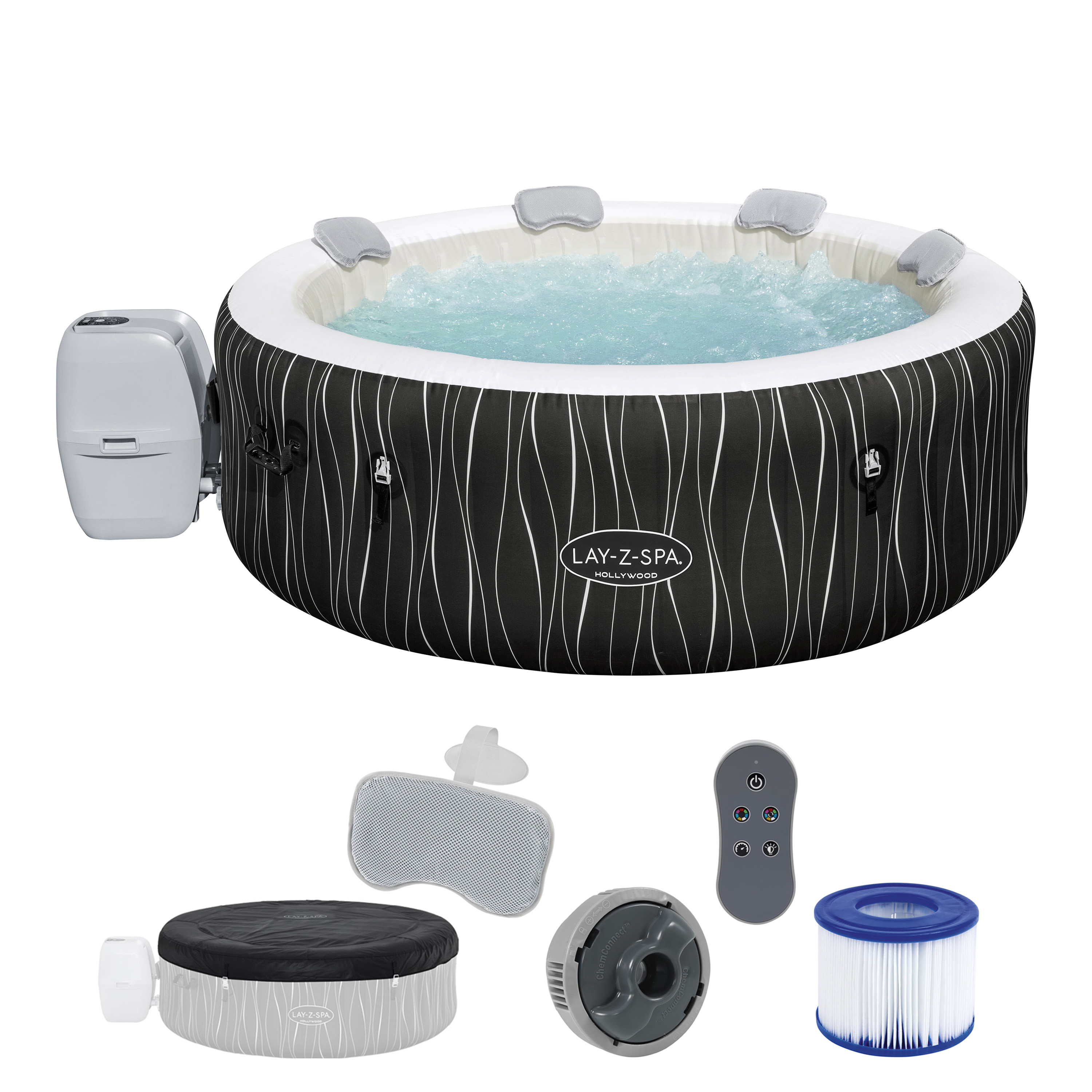LAY-Z-SPA® LED Whirlpool Hollywood AirJet™ Ø 196 x 66 cm, rund