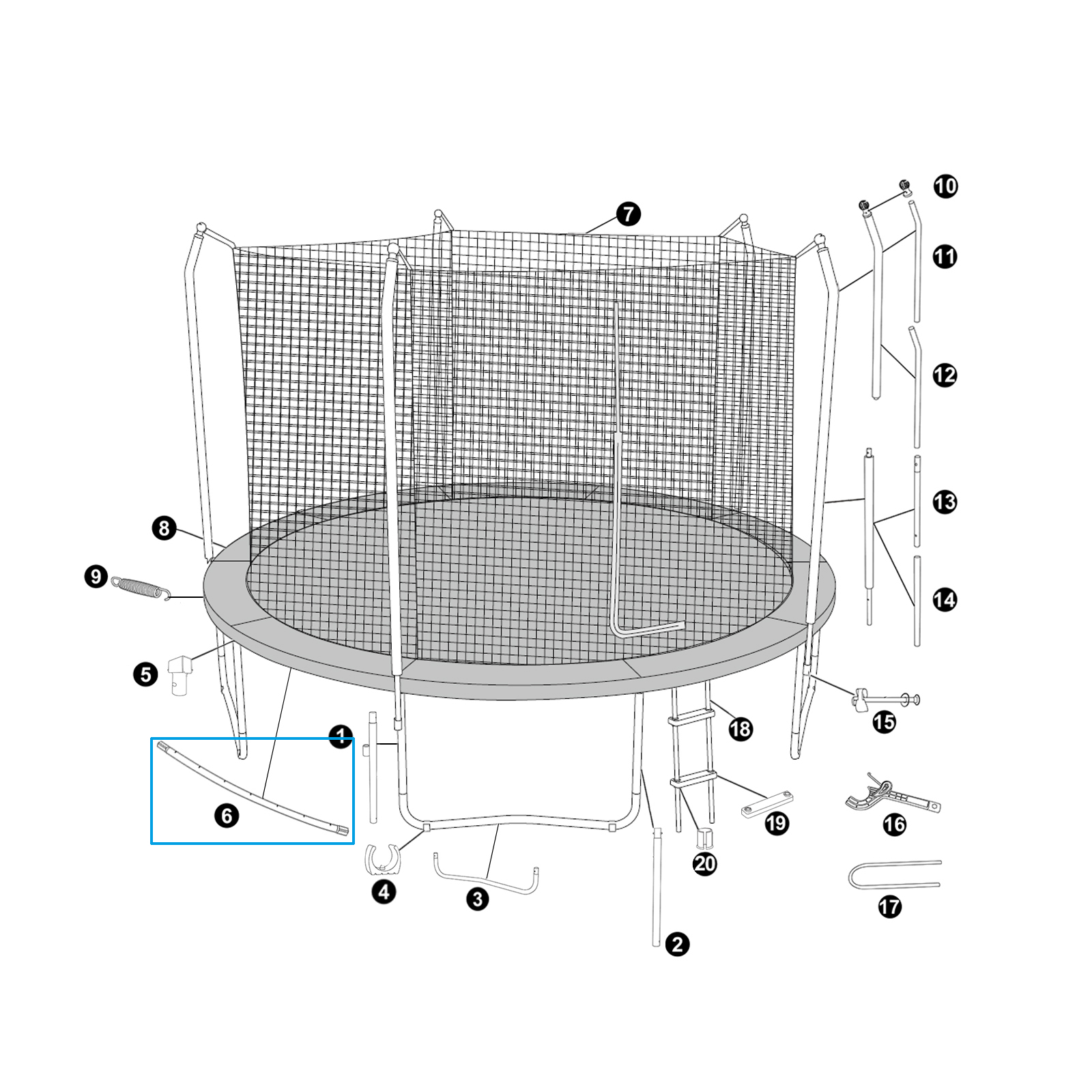 Bestway® Spare Part Base Rail for 12' x 9'1"/3.66m x 2.78m Xtreme Air Trampoline