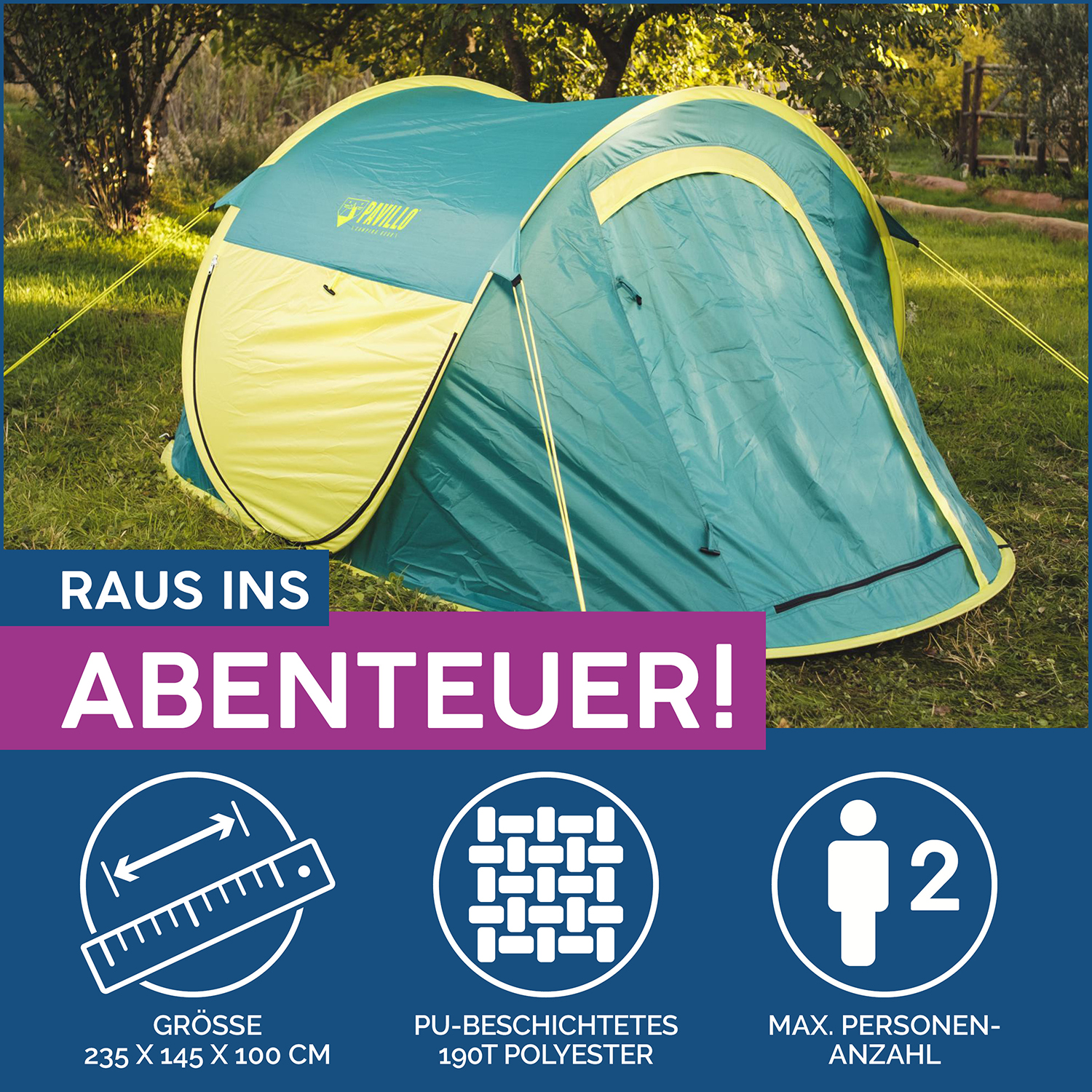 Pavillo™ 7'9"x57"x39"/2.35mx1.45mx1.00m Coolmount 2 Tent