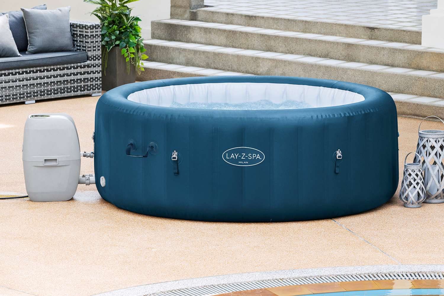LAY-Z-SPA® WLAN-Whirlpool Milan AirJet Plus™ Ø 196 x 71 cm, rund