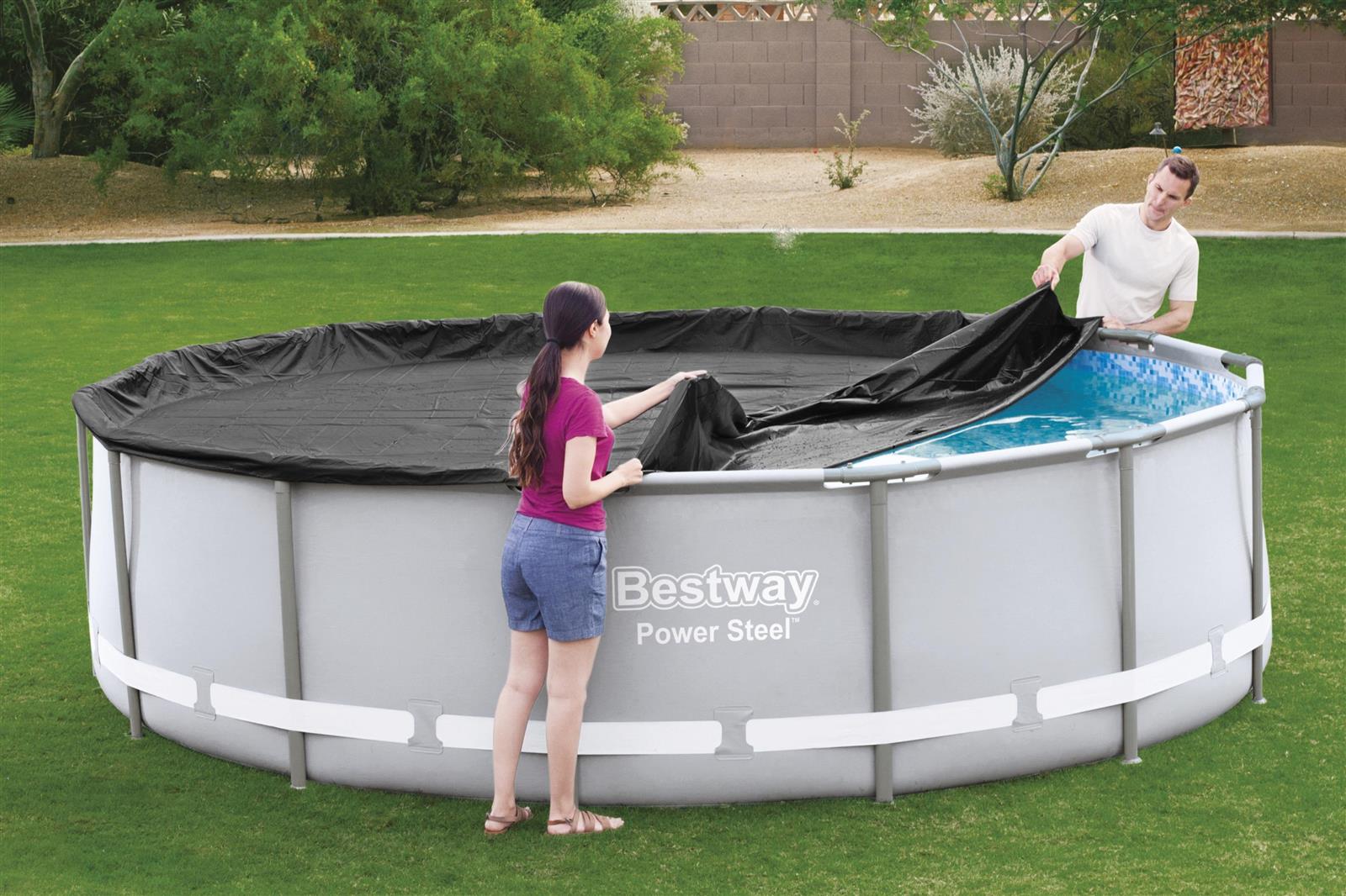 Flowclear™ PVC-Abdeckplane Ø 427 cm, schwarz, rund