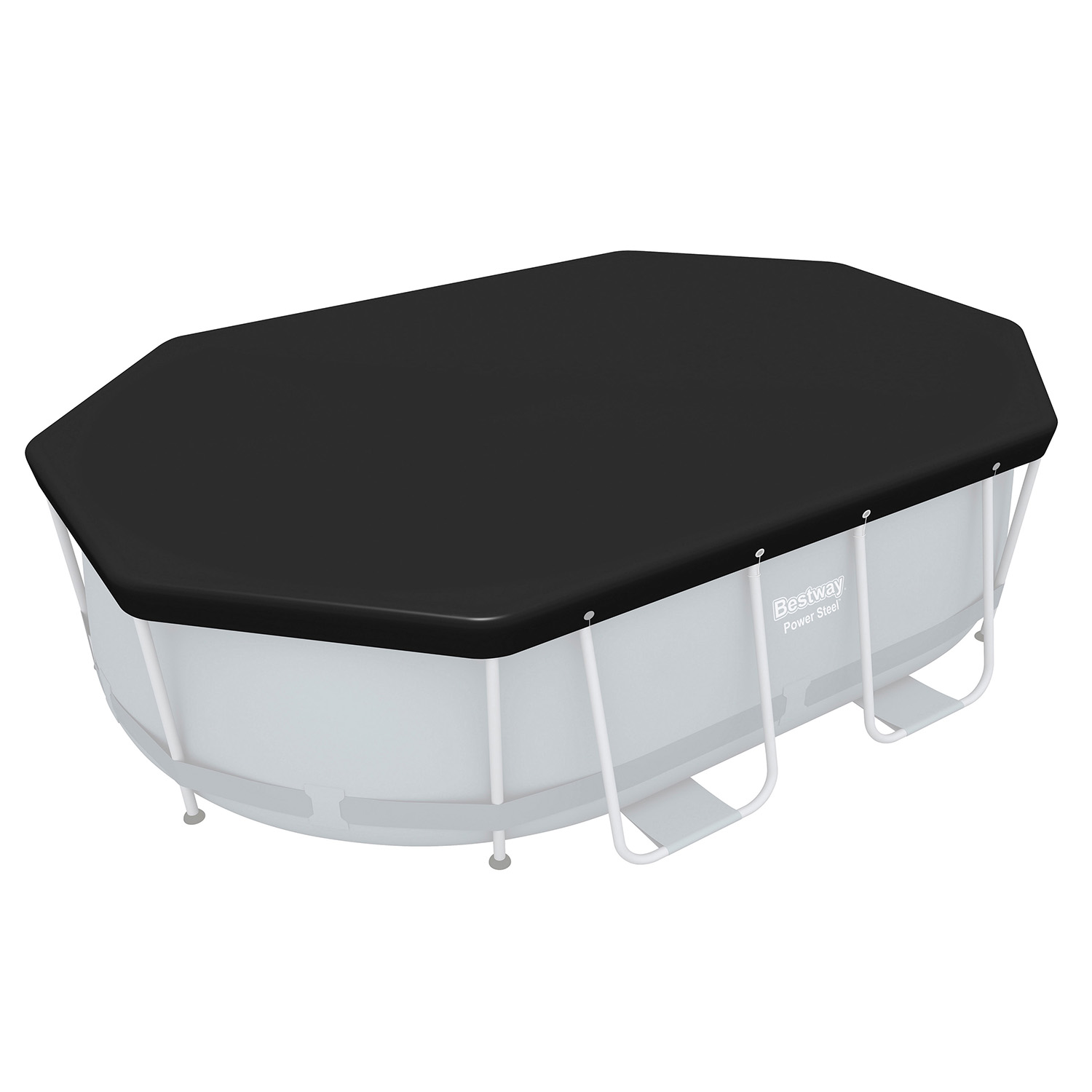 PVC Abdeckplane 305 x 184 cm, schwarz, oval