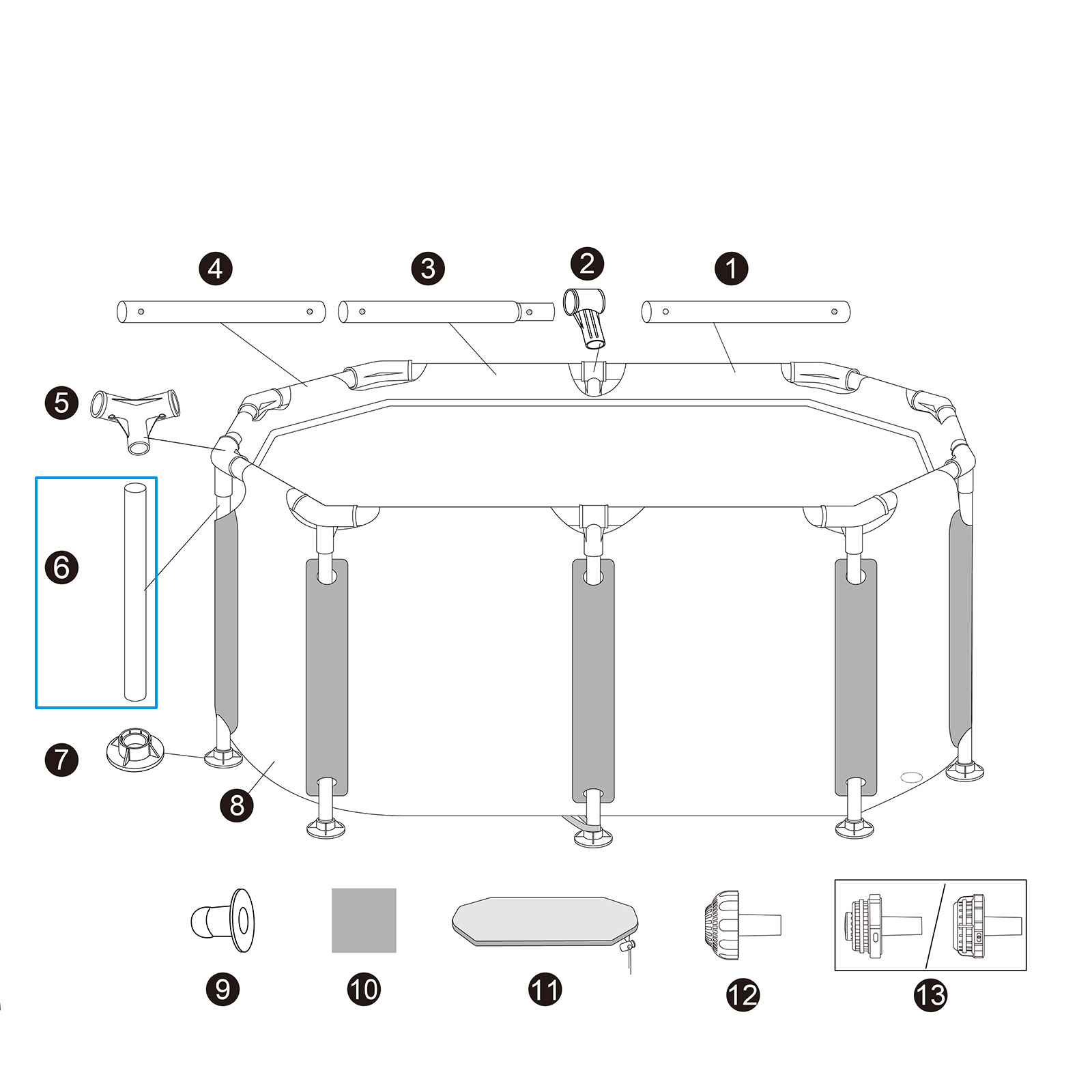 Bestway® Ersatzteil Vertikales Poolbein für Bestway® LAY-Z-SPA® Eisbad Glacial Dip™ 150x90x65cm