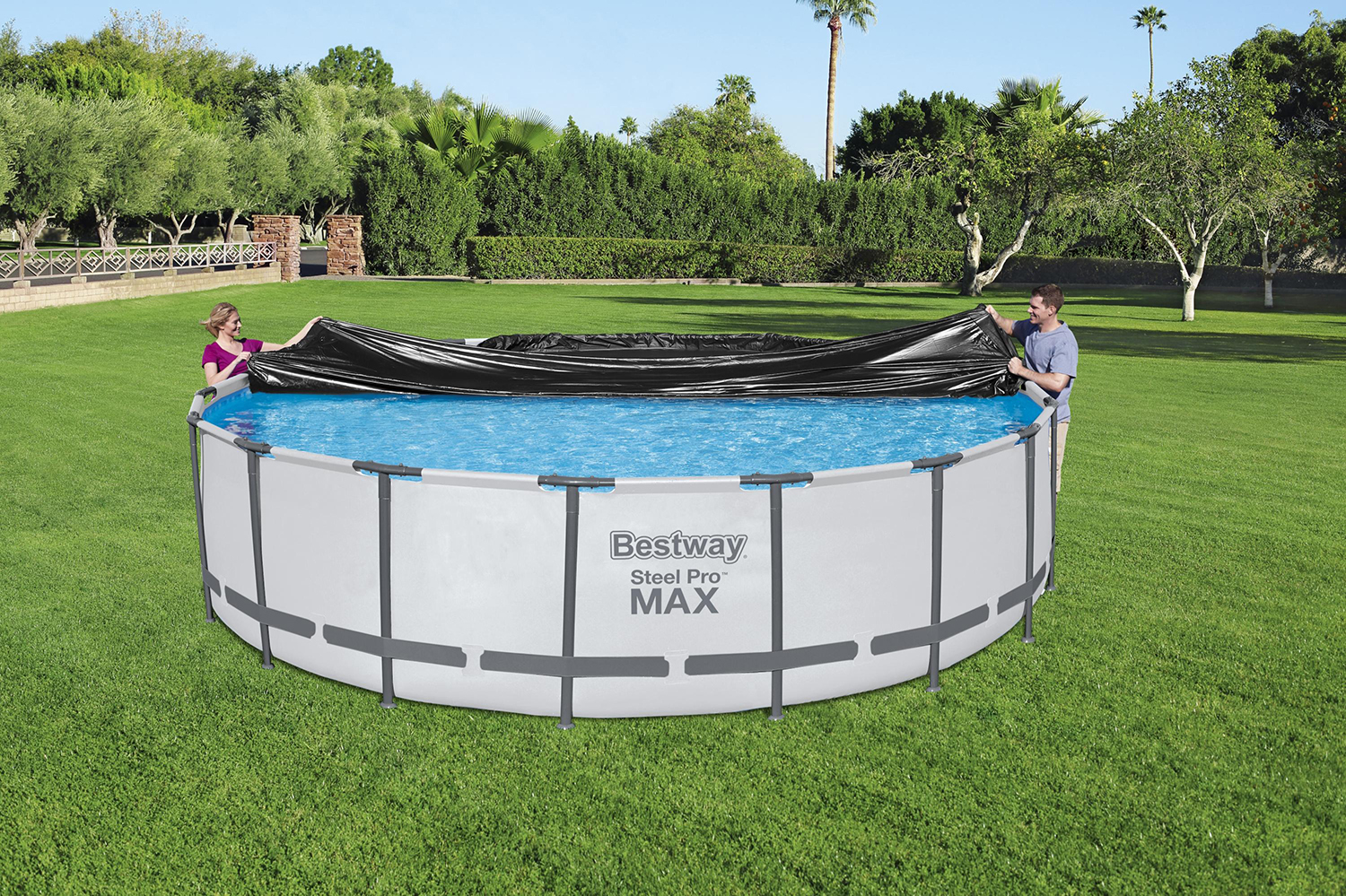 Flowclear™ PVC-Abdeckplane Ø 555 cm, schwarz, rund