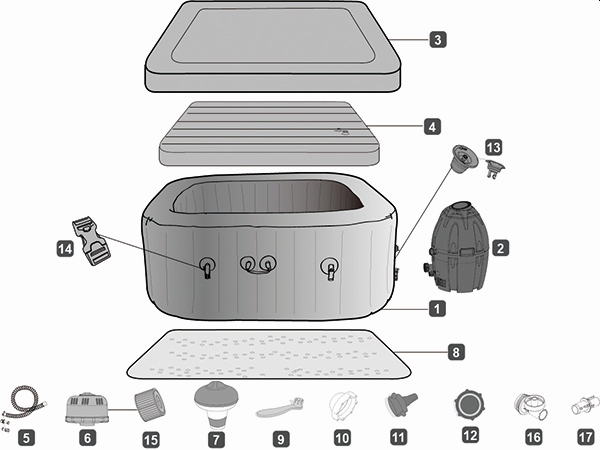 Bestway® Spare Part Water inlet/outlet nut (including screws & O-ring ) for LAY-Z-SPA® AirJet™ pump