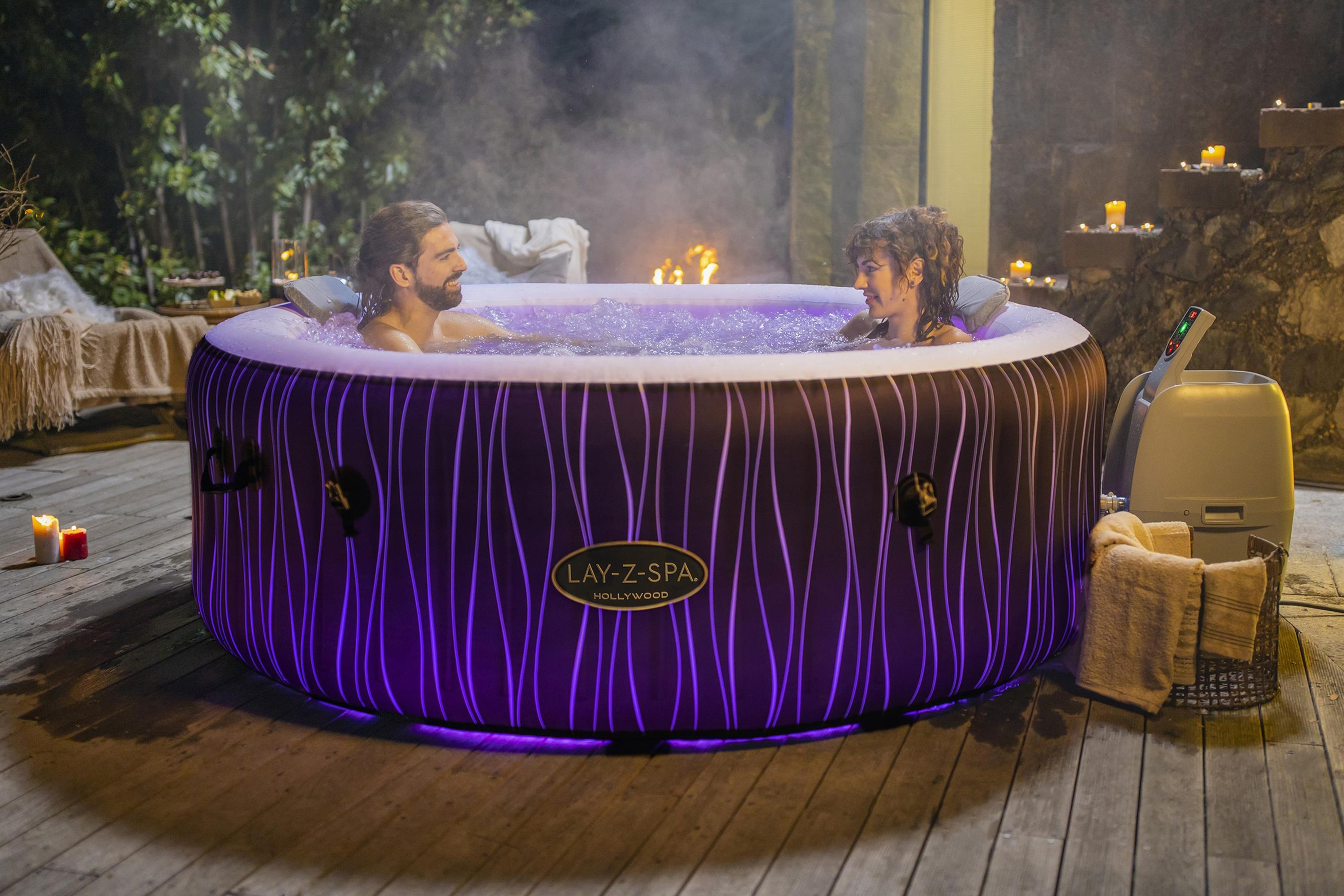 LAY-Z-SPA® LED Whirlpool Hollywood AirJet™ Ø 196 x 66 cm, rund