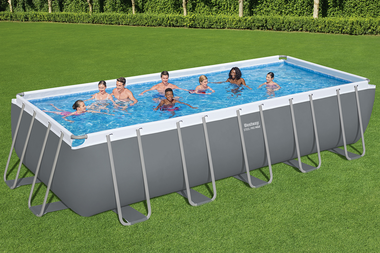 Steel Pro MAX™ Frame Pool Komplett-Set mit Sandfilteranlage 640 x 274 x 132 cm, grau, eckig
