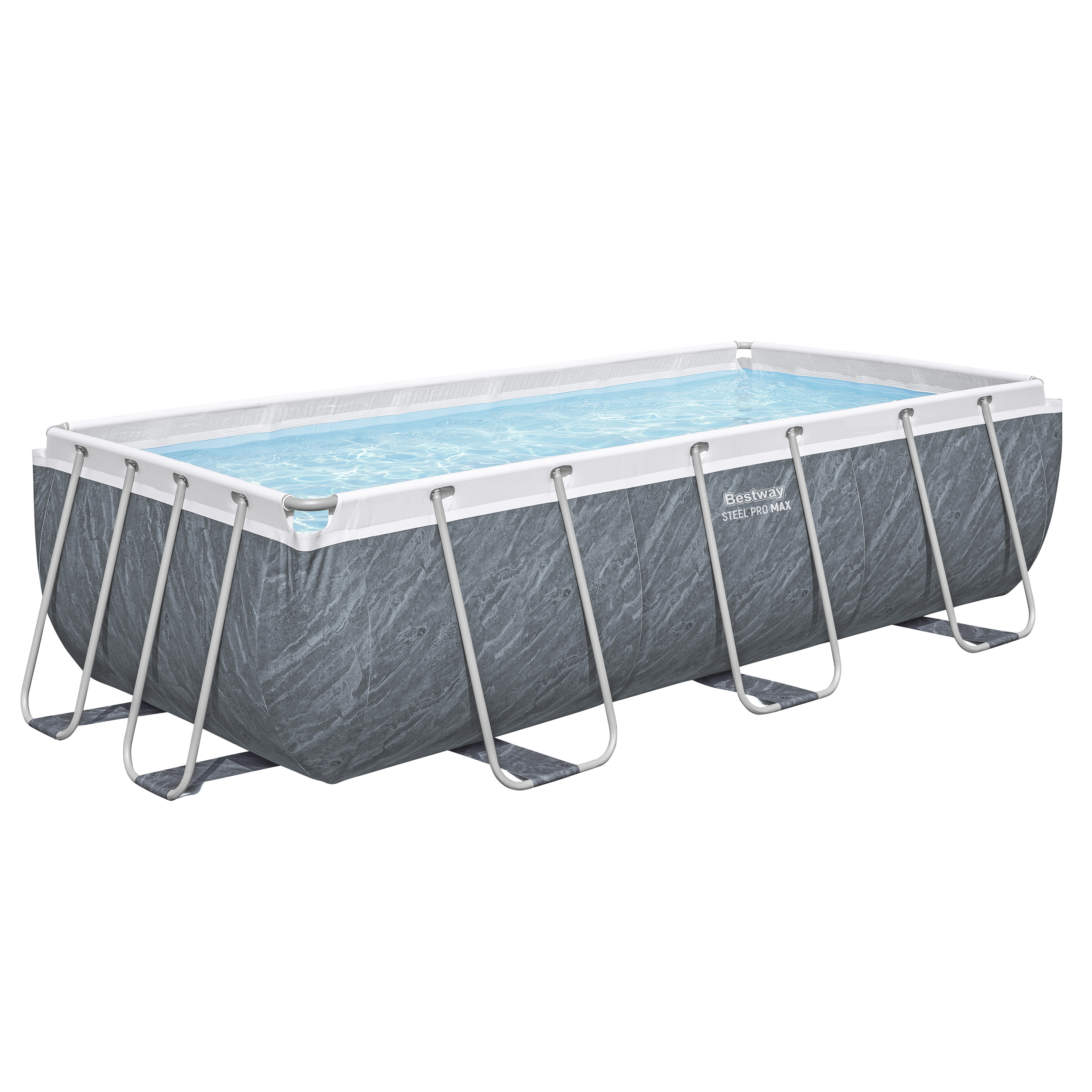 Steel Pro MAX™ Solo Pool ohne Zubehör 404 x 201 x 100 cm, Marmor-Optik (Schiefergrau), eckig