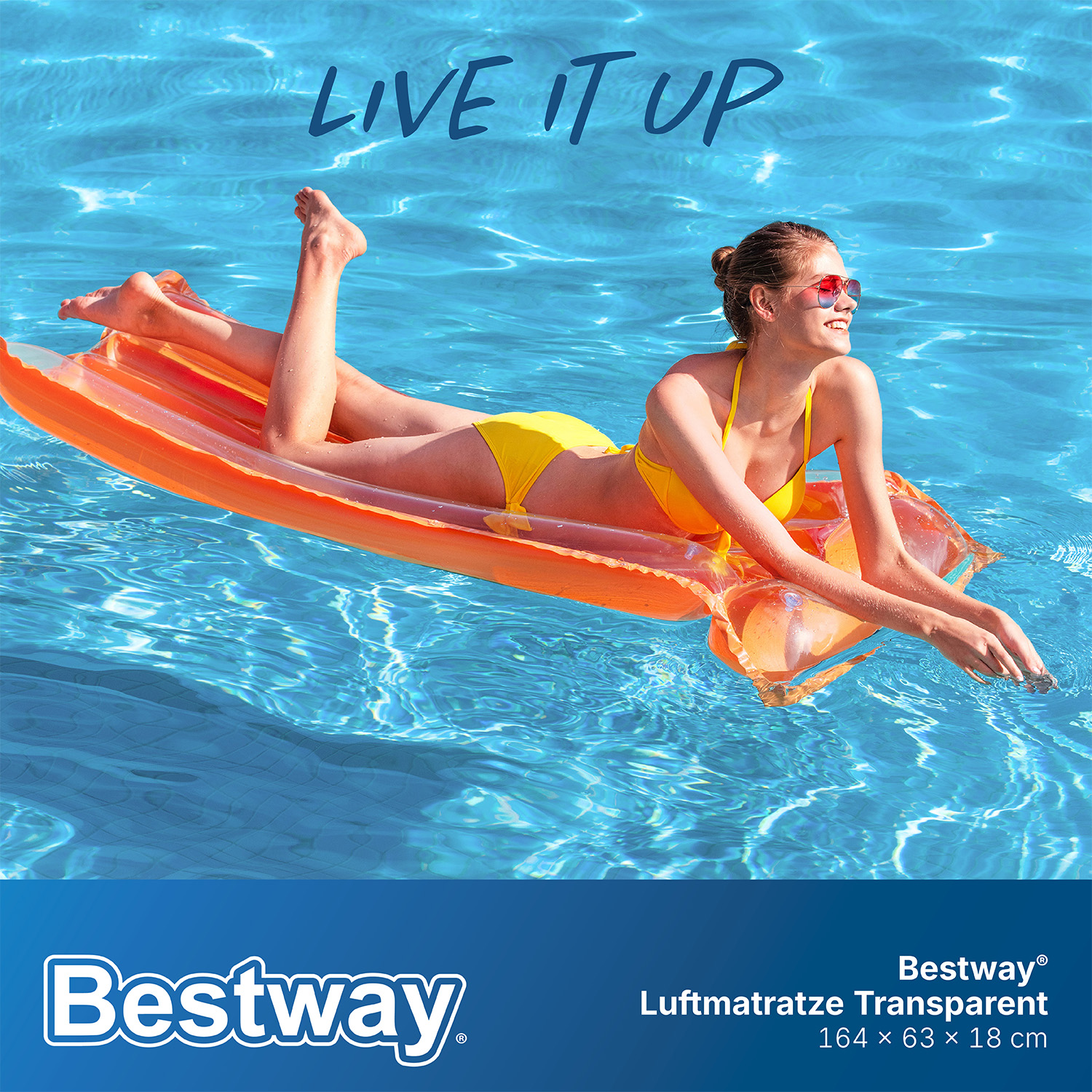 Luftmatratze Transparent 183 x 76 cm, Orange