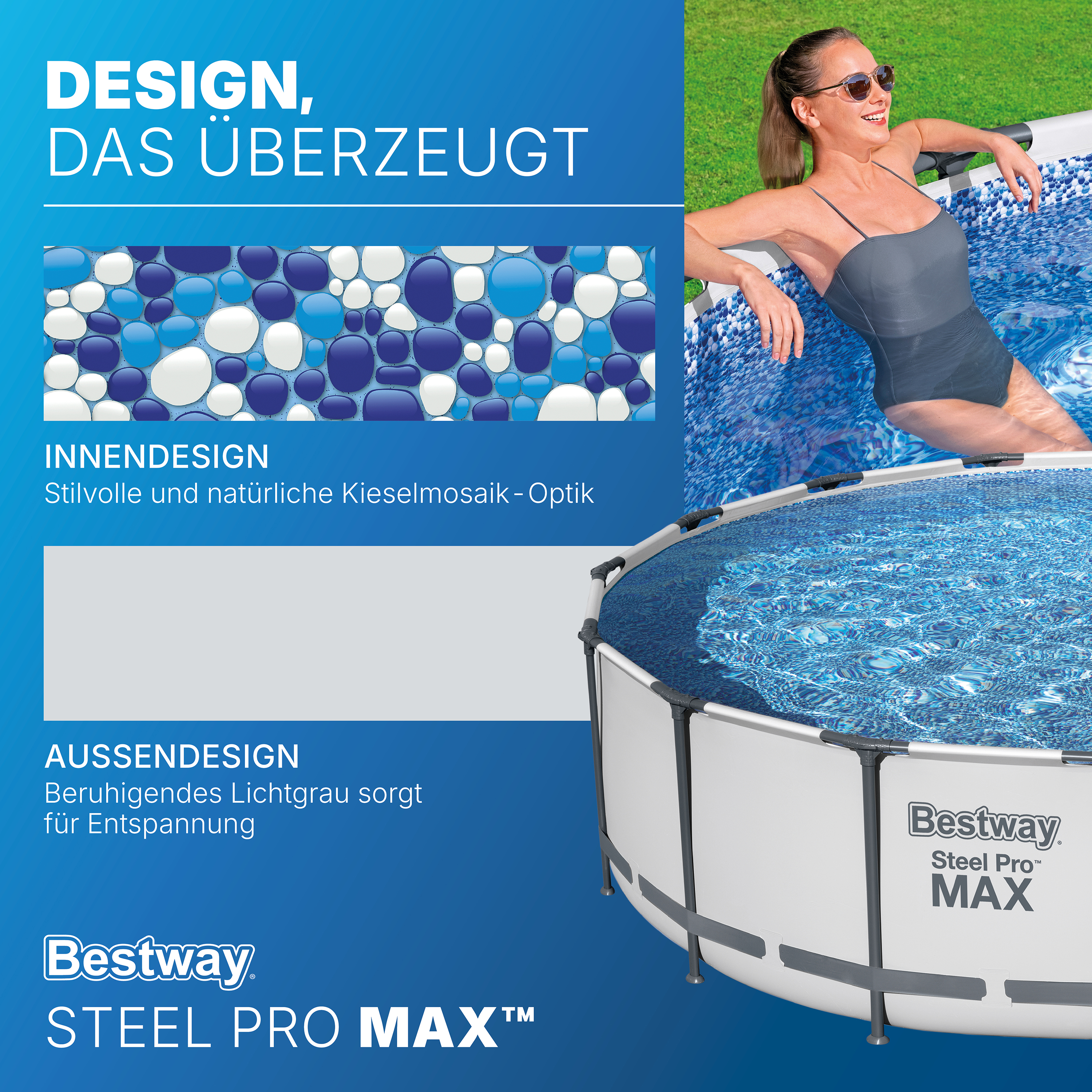 Steel Pro MAX™ Solo Pool ohne Zubehör Ø 457 x 122 cm, lichtgrau, rund