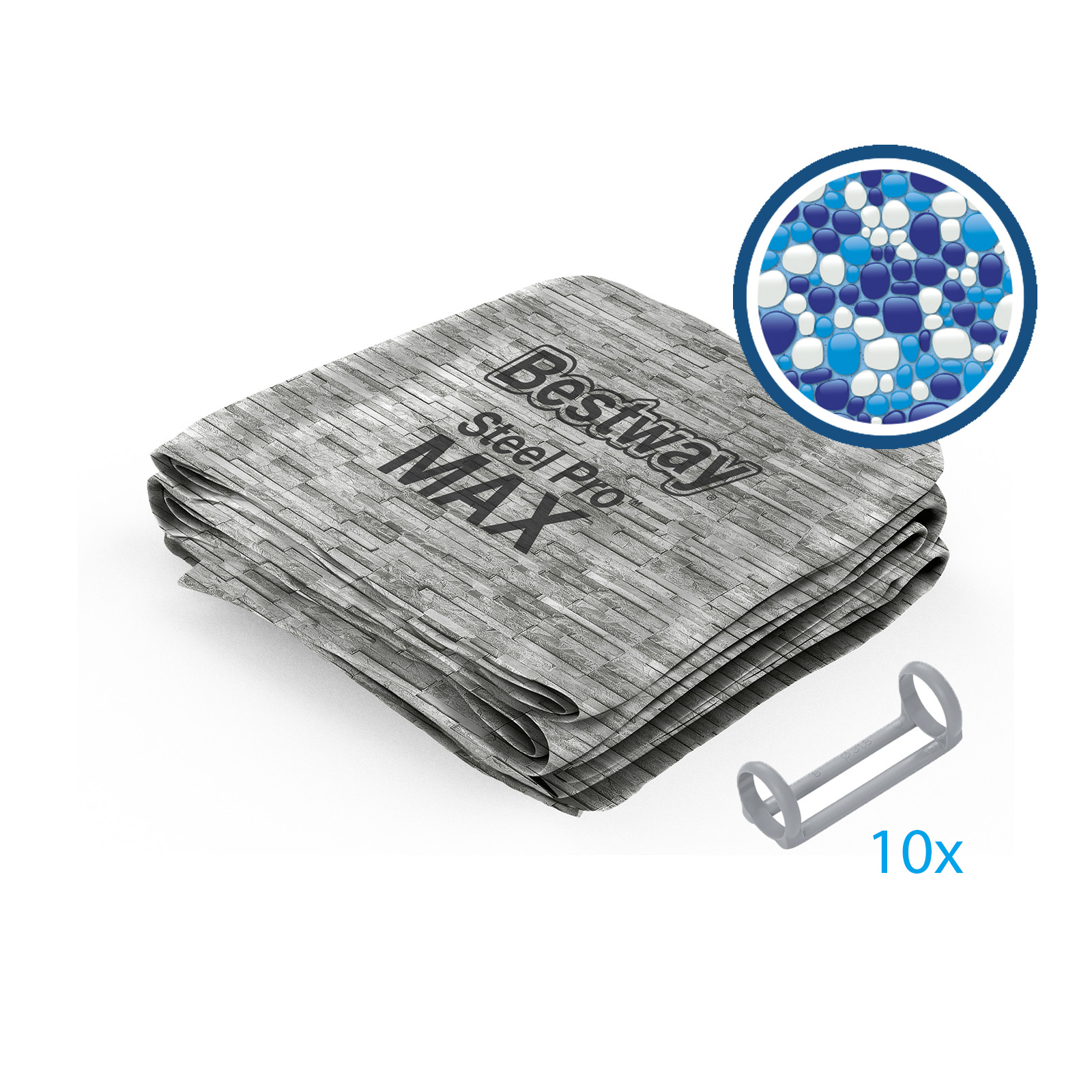 Ersatzteil Poolfolie für Steel Pro MAX 427x250x100cm, oval - inklusive Kunststoffring-Set