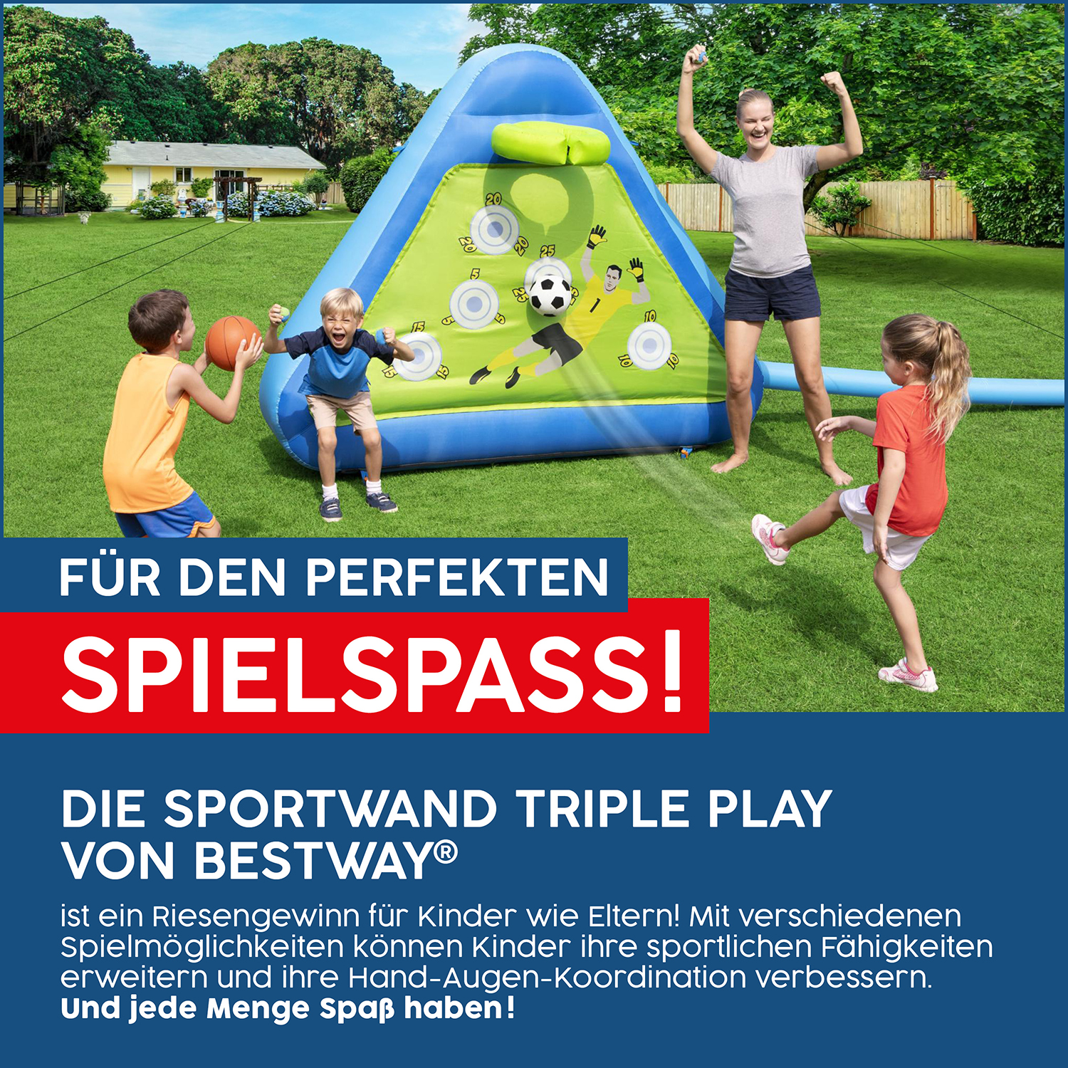 Bestway® 7'5" x 39" x 6'1"/2.25m x 1.0m x 1.85m Triple Play Sports Board