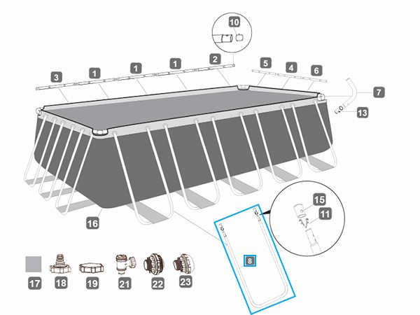 Bestway® Spare Part U-Shaped beam (grey) for various Power Steel™ pools, angular