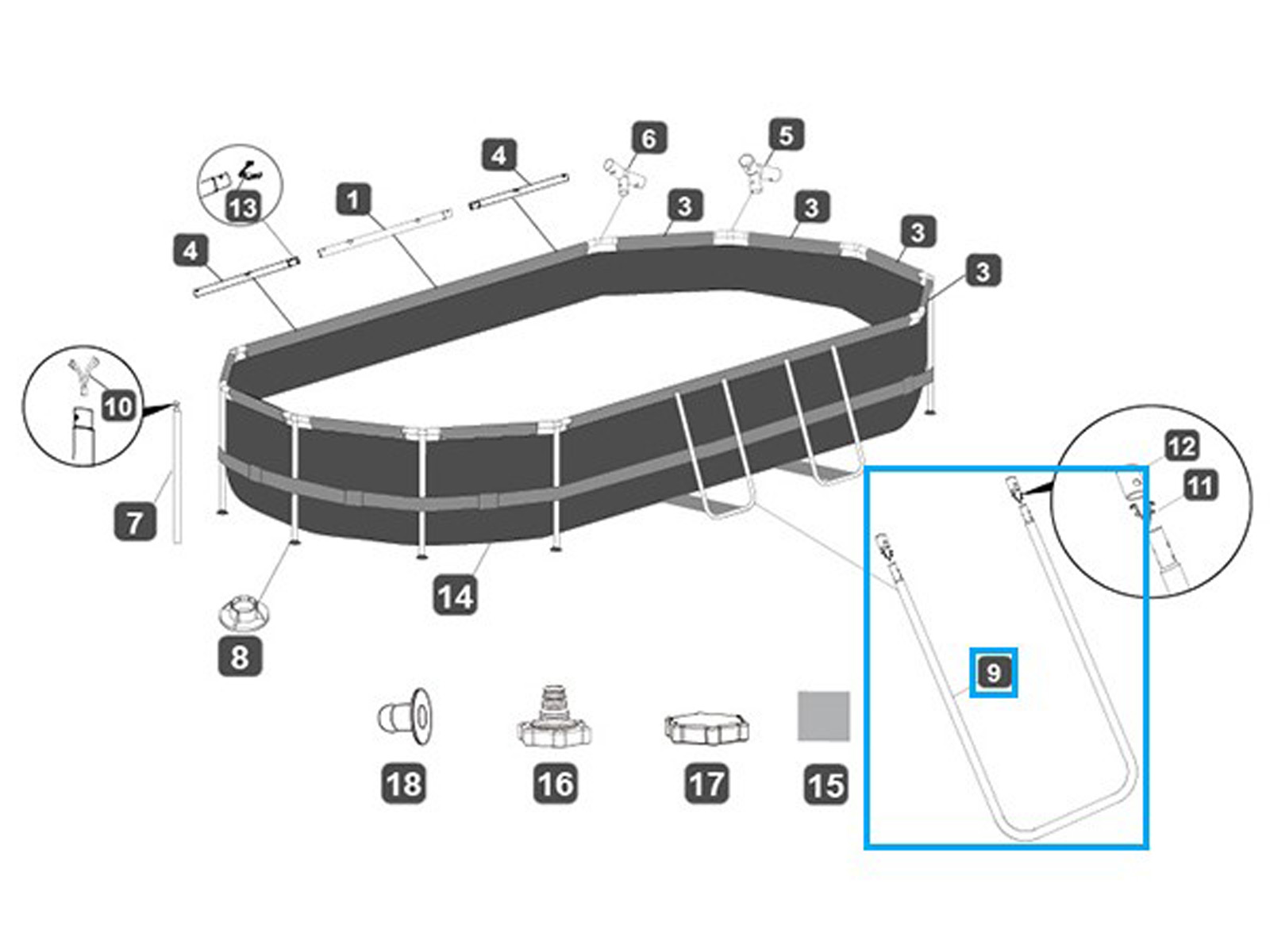 Bestway® Spare Part U-Shaped beam (brown) for Power Steel™ frame pool 427 x 250 x 100 cm, oval