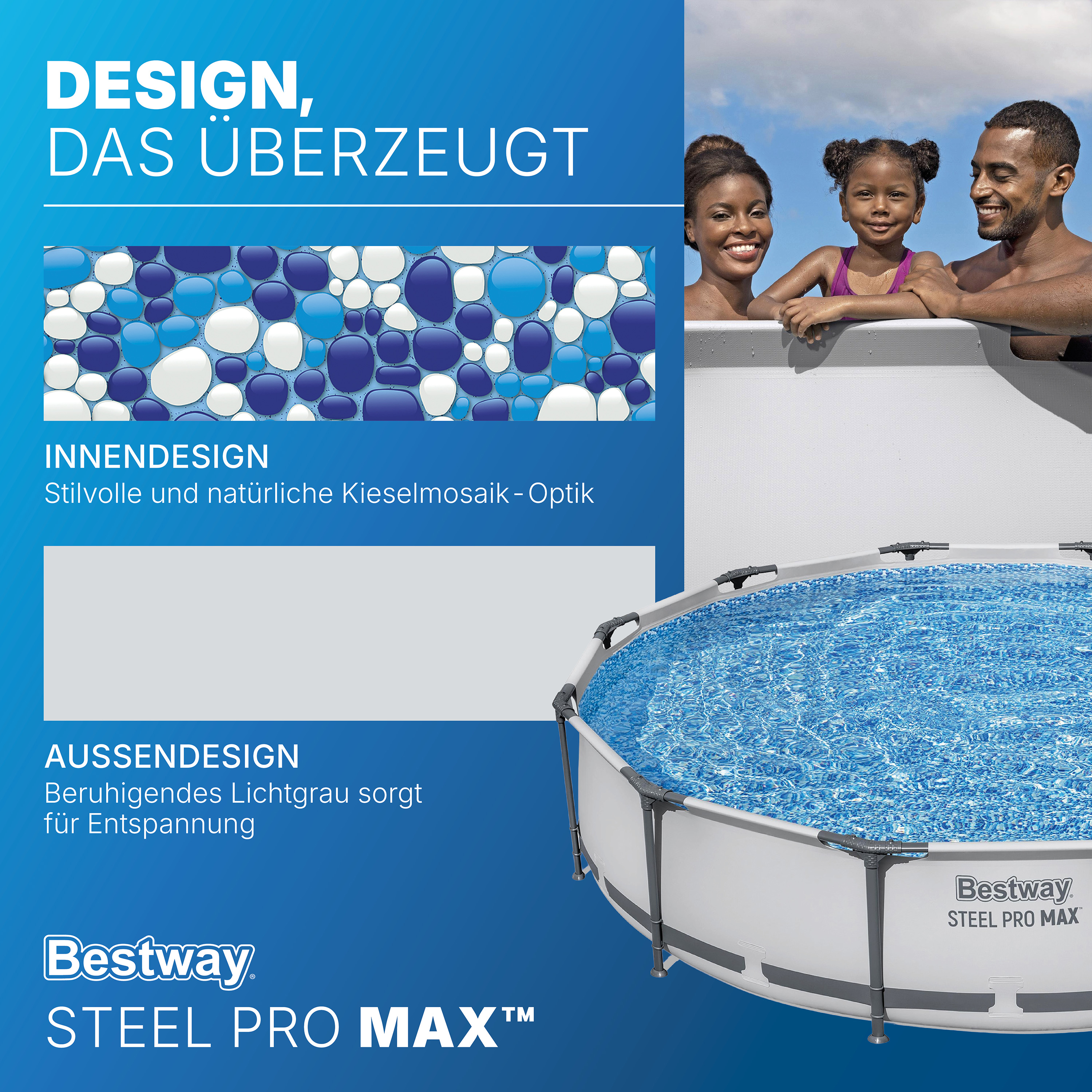 Steel Pro MAX™ Frame Pool Set mit Filterpumpe Ø 366 x 76 cm, lichtgrau, rund