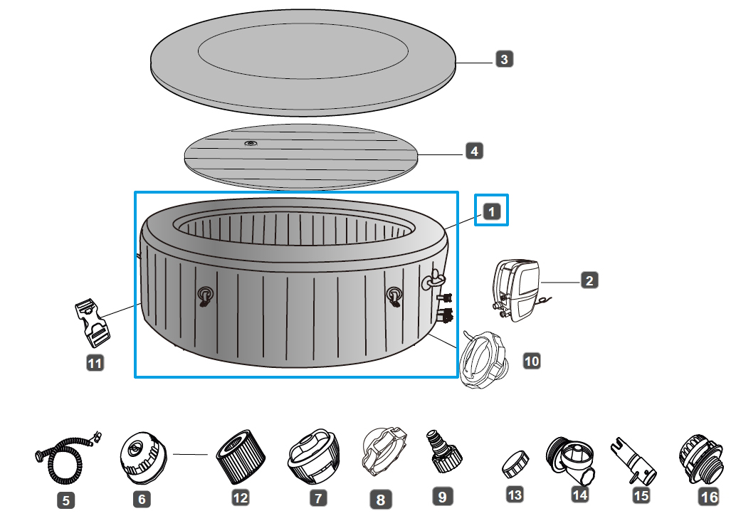 Bestway® Spare Part Liner (grey) for LAY-Z-SPA® Fiji AirJet™ Whirlpool Ø 180 x 66 cm (2023)