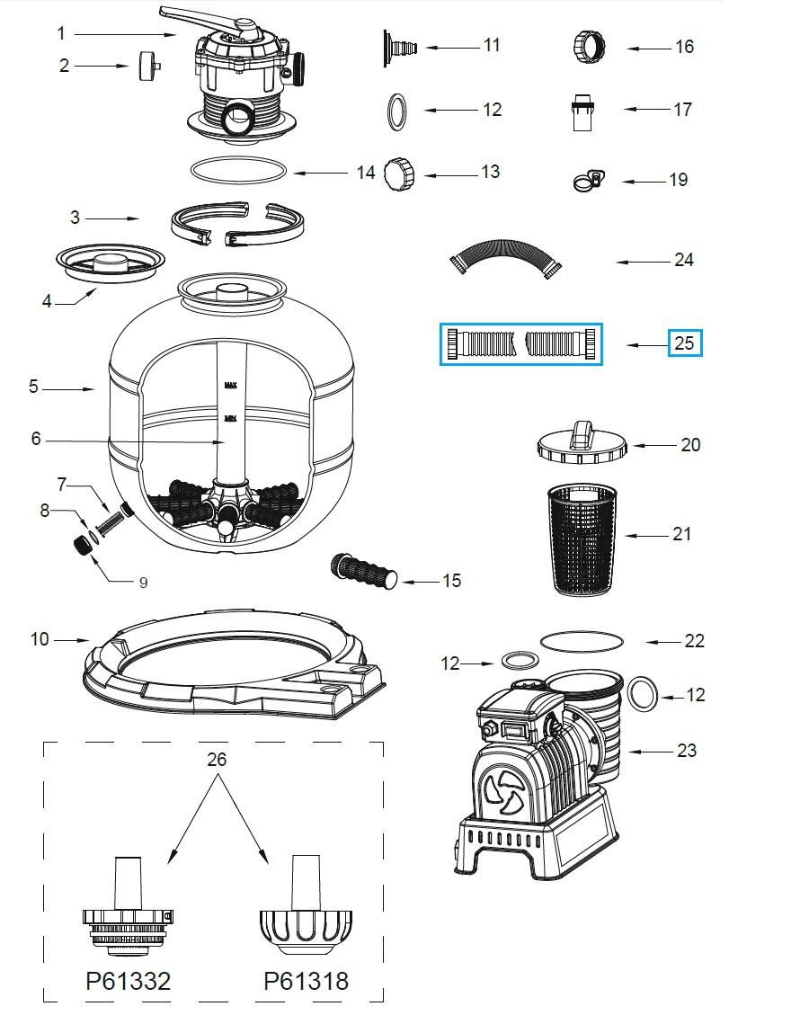 Bestway® Spare Part Hose (300 cm) for Flowclear™ sand filter unit (58499, 58497, 58486 | exept GS)