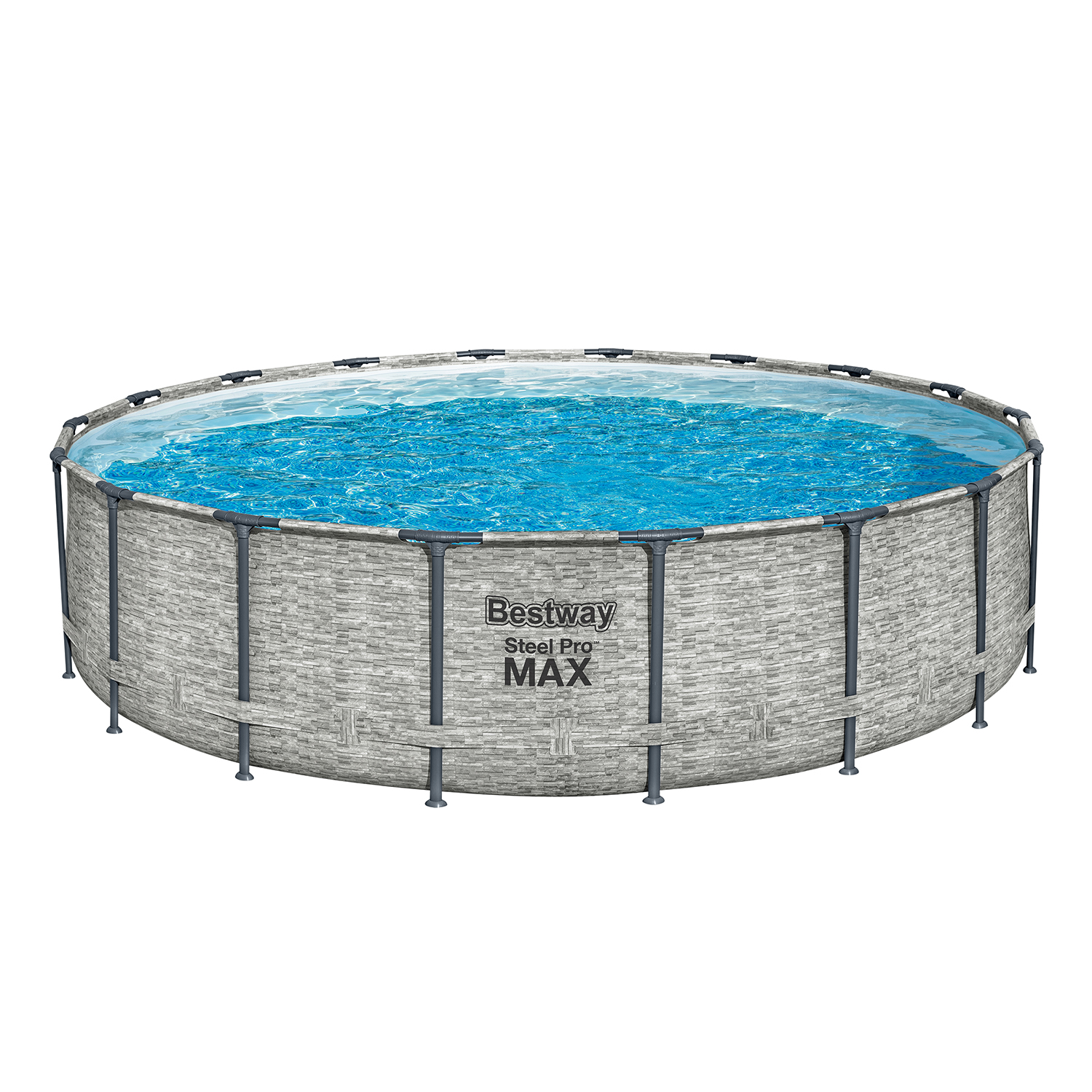 Steel Pro MAX™ Solo Pool ohne Zubehör Ø 549 x 122 cm, Steinwand-Optik (Cremegrau), rund
