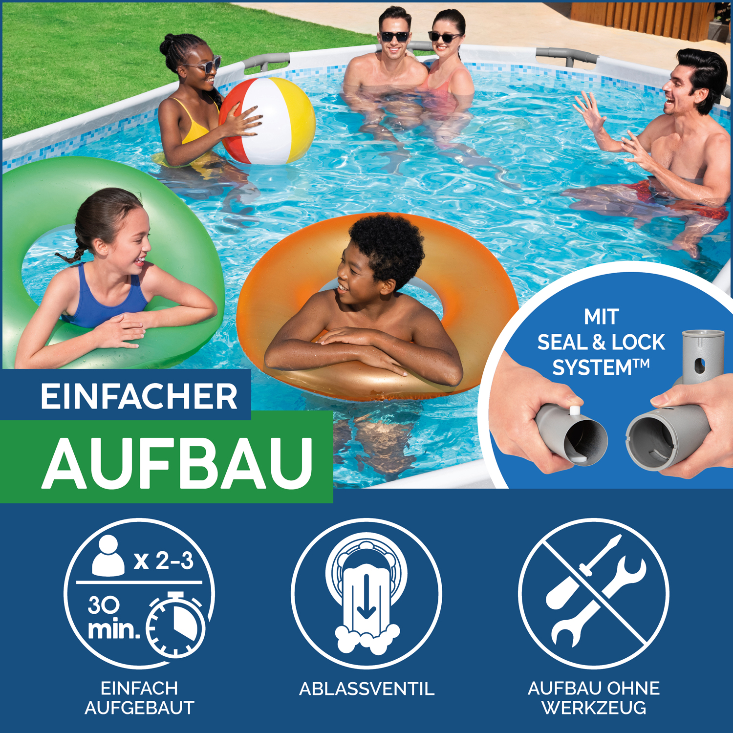 Power Steel™ Frame Pool Komplett-Set mit Filterpumpe 549 x 274 x 122 cm, grau, oval