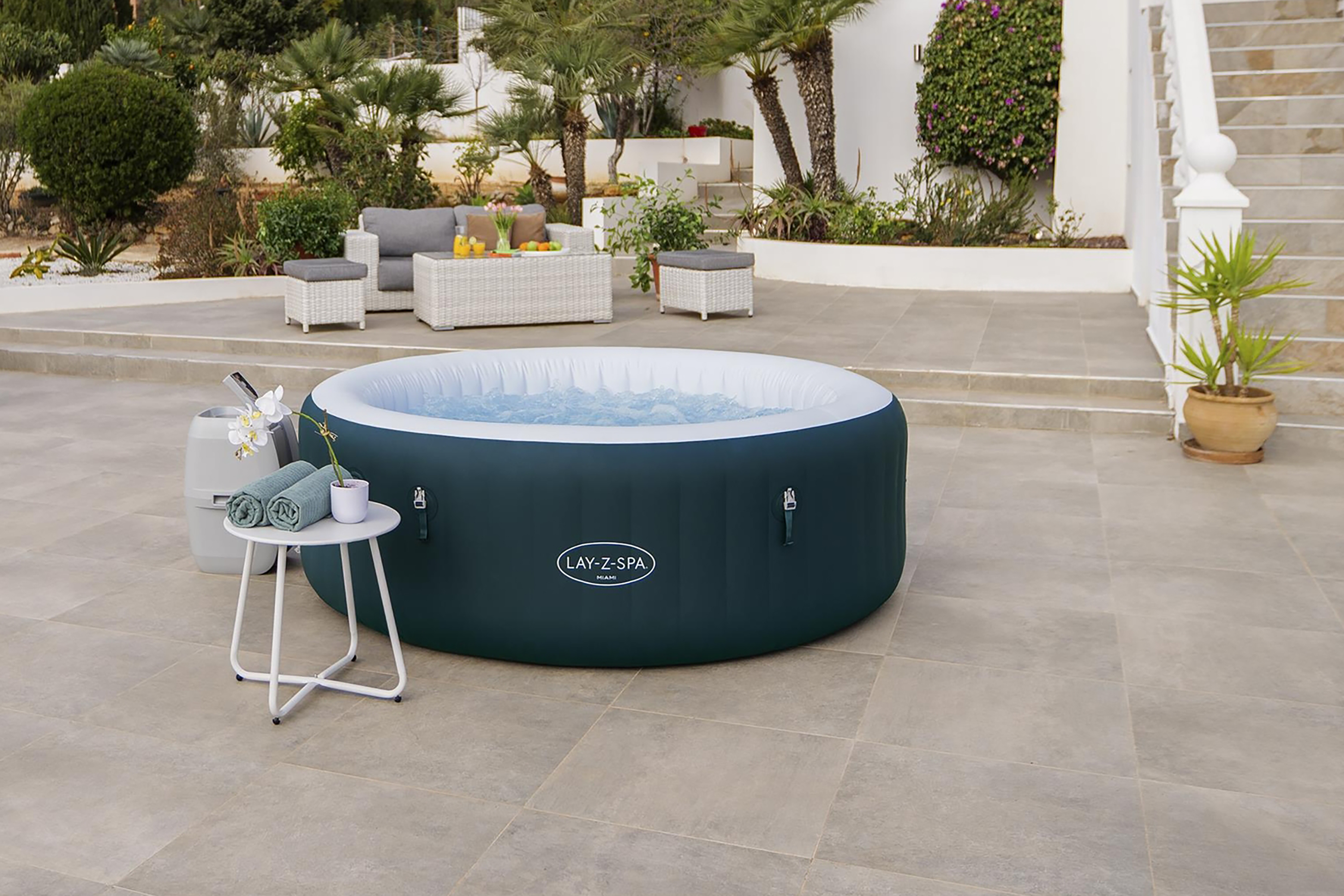 LAY-Z-SPA® Energiespar Whirlpool Miami AirJet™ für 6 Personen Ø 196 x 66 cm, Dunkelgrün