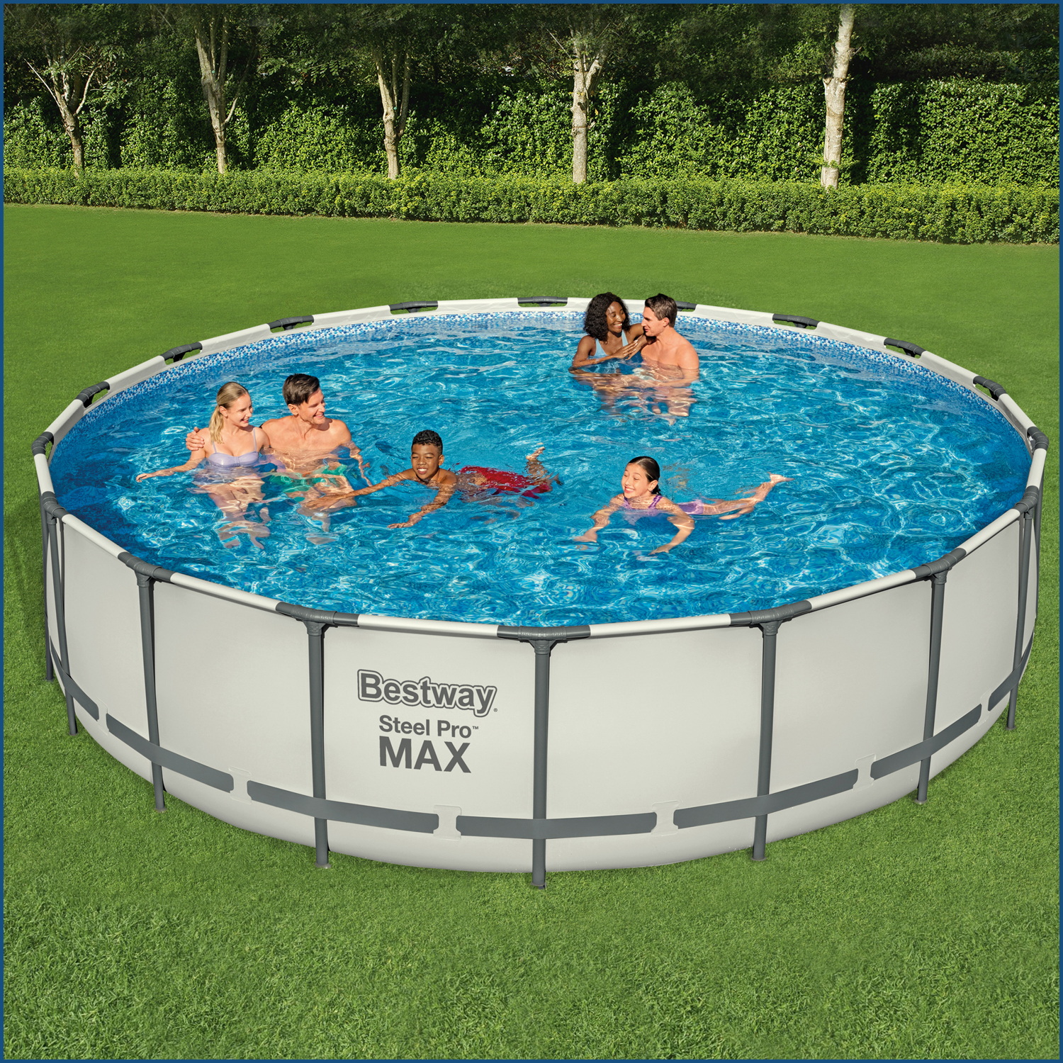 Steel Pro MAX™ Frame Pool Komplett-Set mit Filterpumpe Ø 549 x 122 cm, lichtgrau, rund