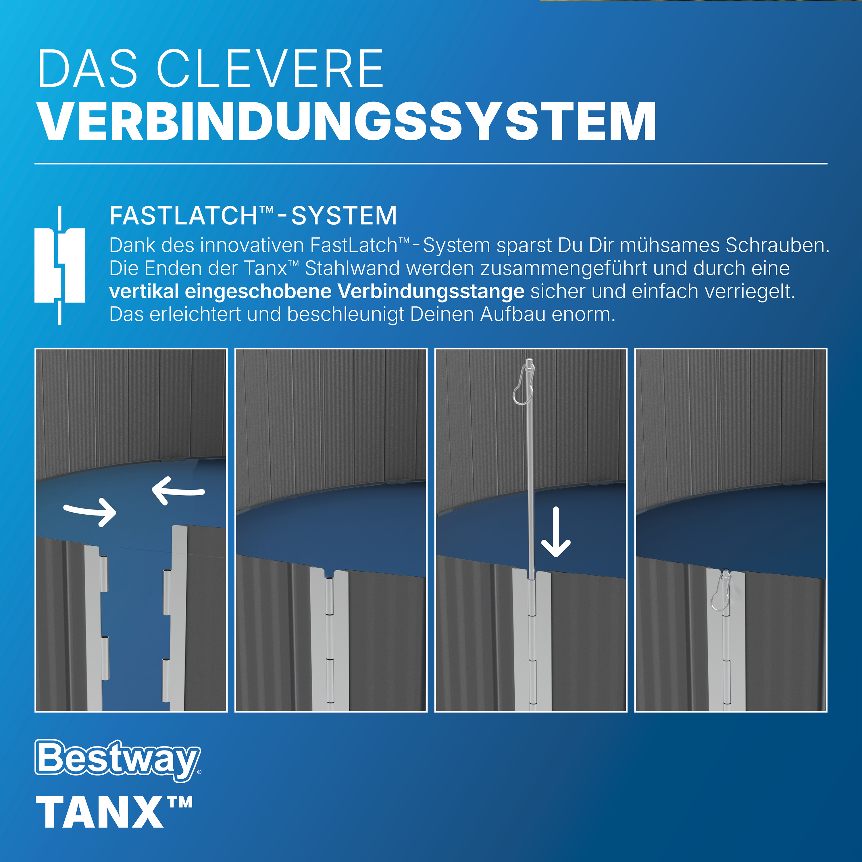 Tanx™ Stahlwandpool Set mit Filterpumpe Ø 305 x 61 cm, grau, rund