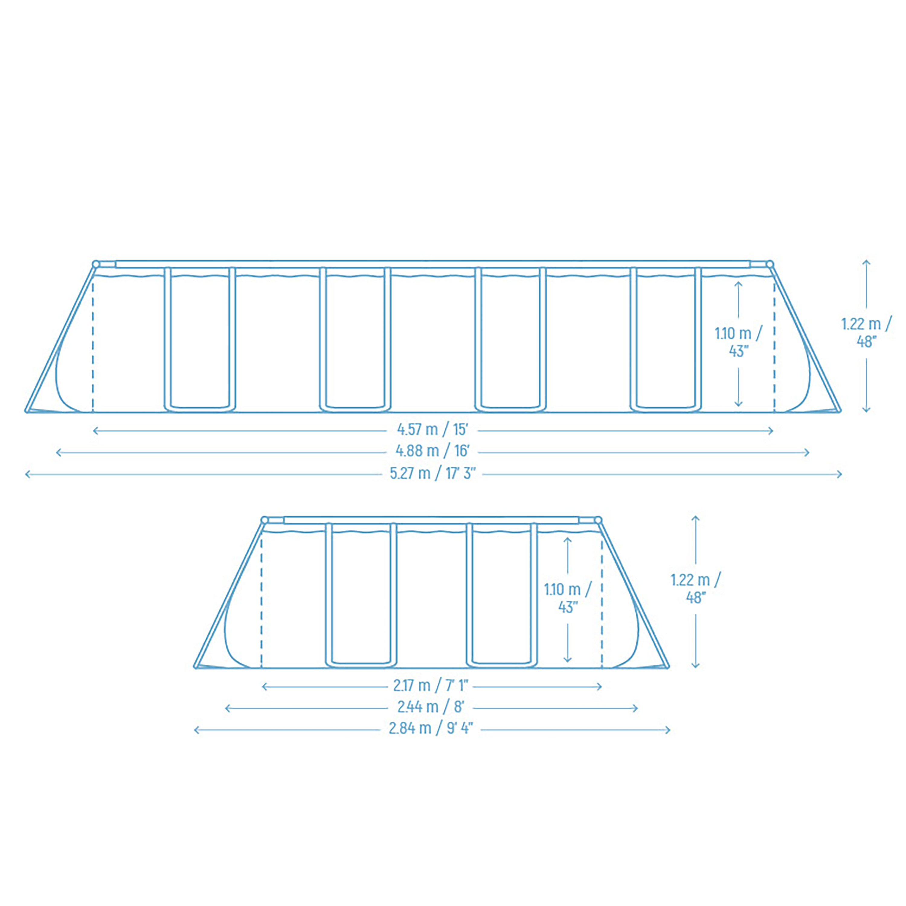Steel Pro MAX™ Splashview™ Frame Pool Komplett Set mit Filterpumpe  488 x 244 x 122 cm, Rattan-Optik (Schiefergrau), eckig