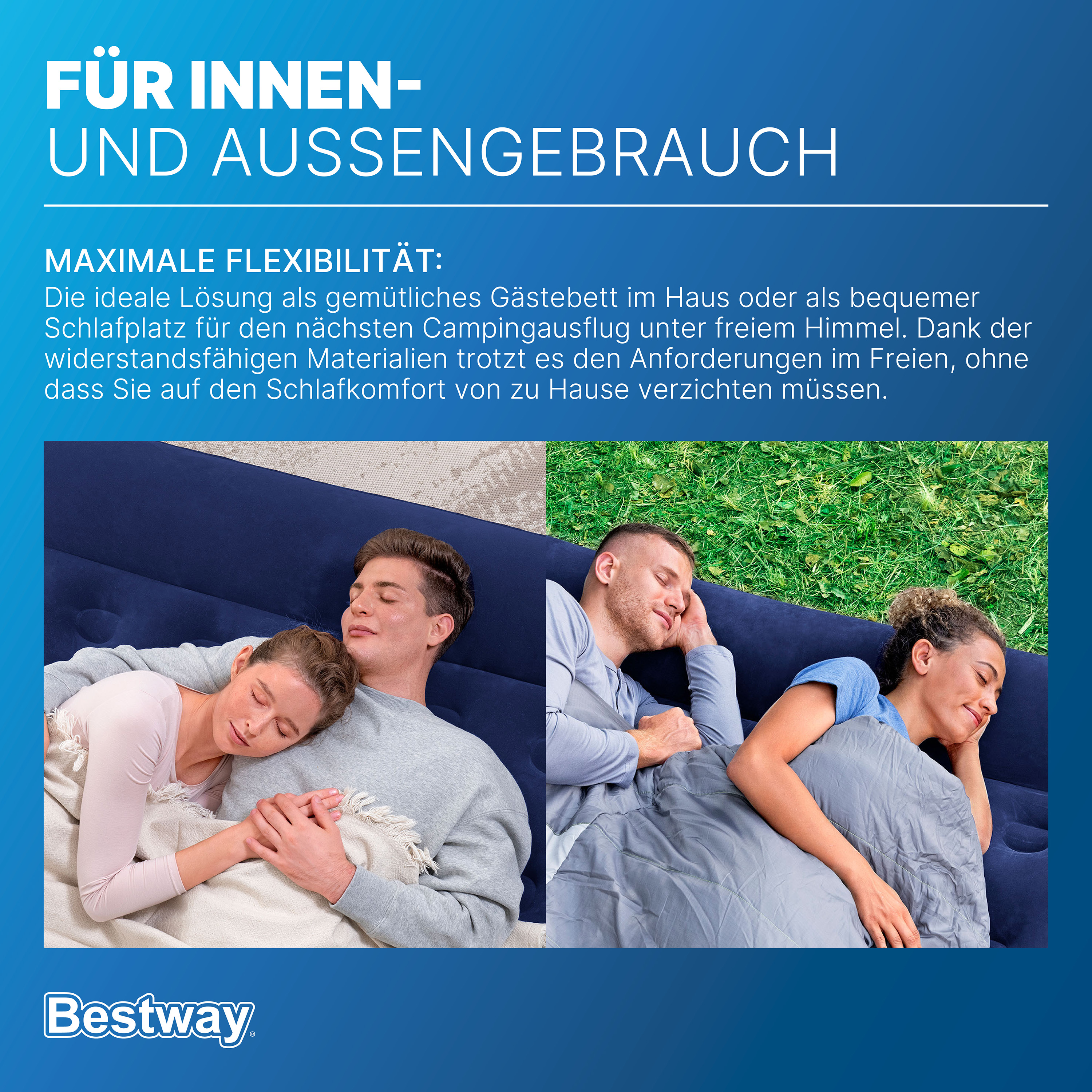 Doppelluftbett mit integrierter Fußpumpe 203 x 152 x 28 cm