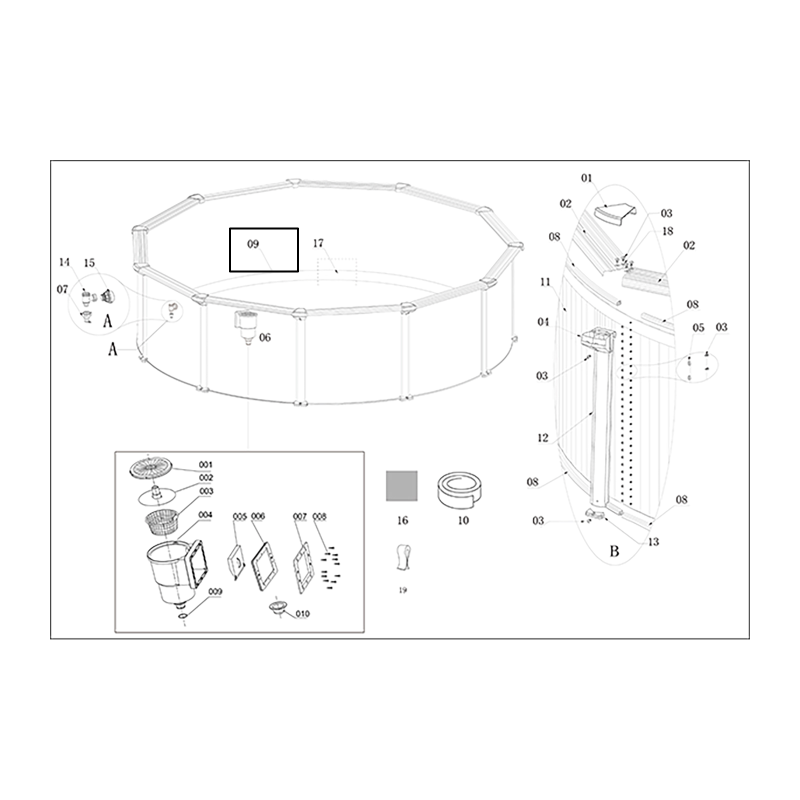 Bestway® Spare Part Pool liner (grey / stone printing) for Hydrium™ steel wall pool Ø 550 x 130 cm