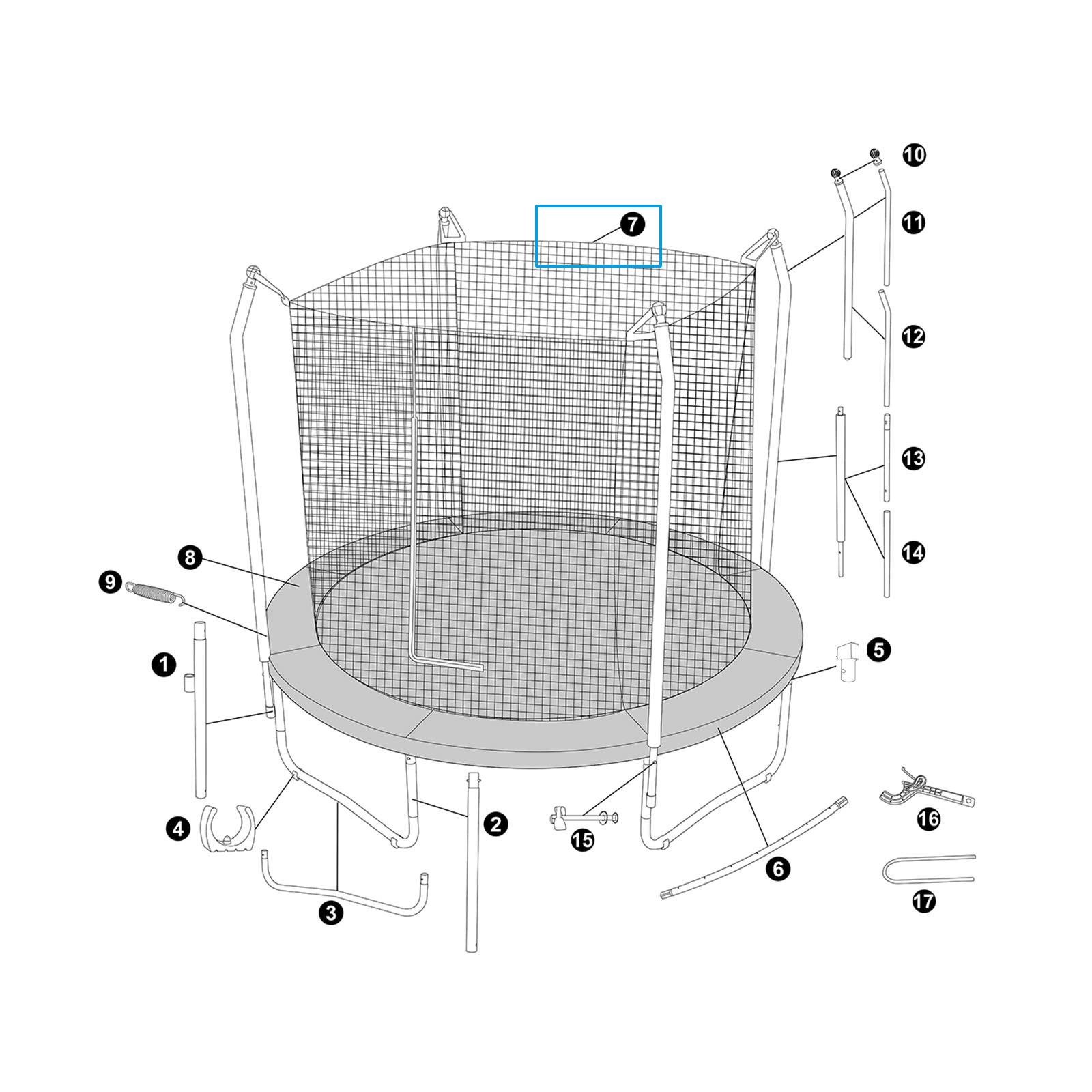 Bestway® Spare Part Trampoline Mat with Enclosure Netting for 8' x 8'2"/2.44m x 2.50m Xtreme Air Trampoline