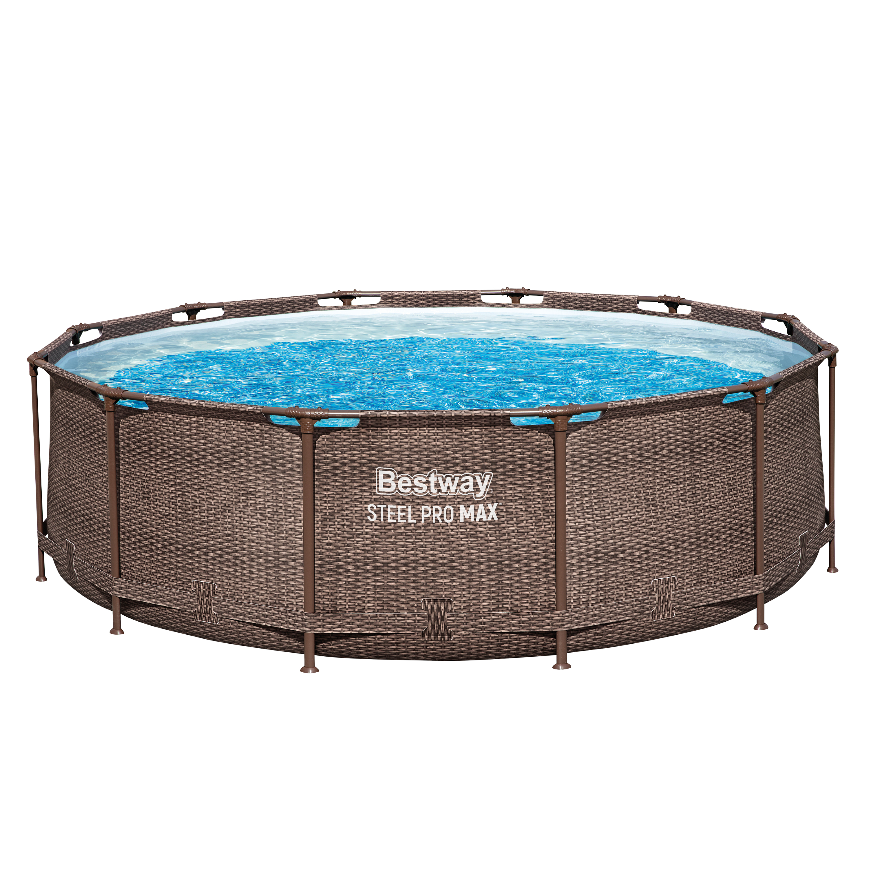 Steel Pro MAX™ Solo Pool ohne Zubehör Ø 366 x 100 cm, Rattan-Optik (Schokobraun), rund