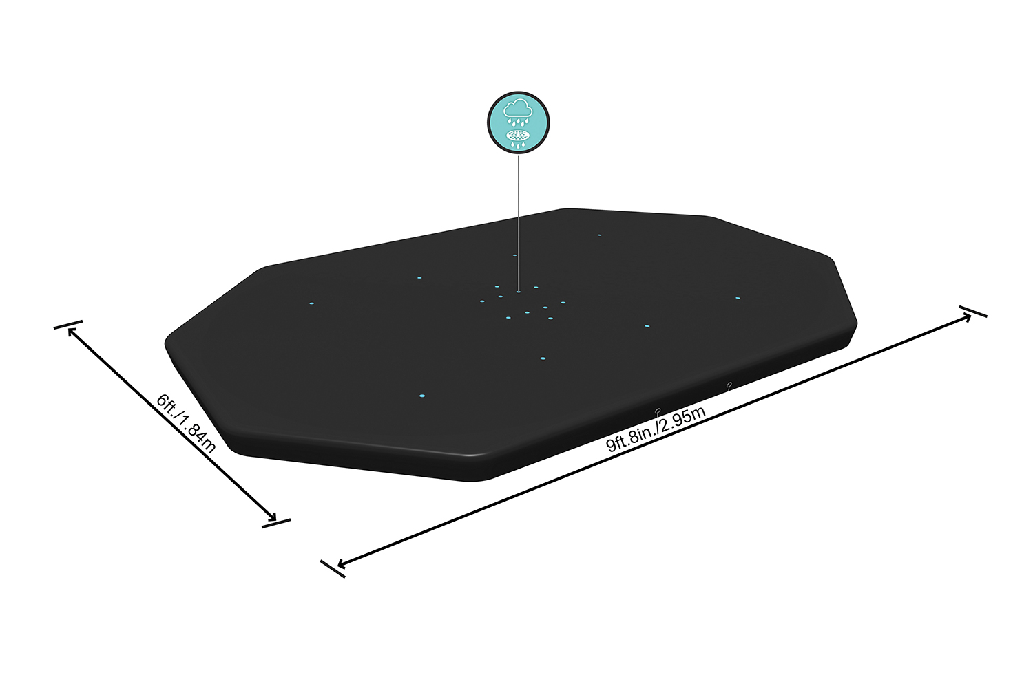 PVC Abdeckplane 305 x 184 cm, schwarz, oval