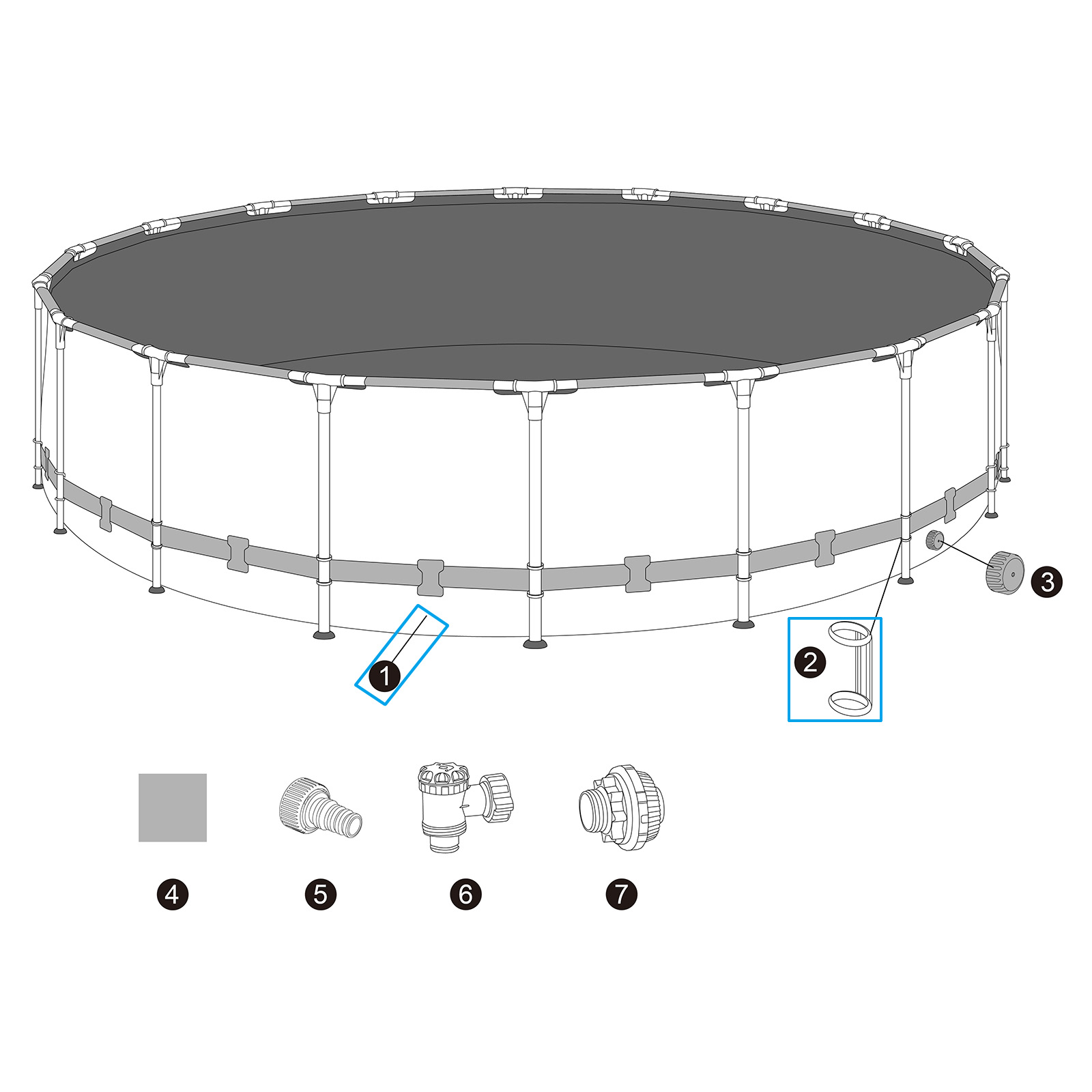 Ersatzteil Poolfolie für Steel Pro MAX 549x122cm, rund - inklusive Kunststoffring-Set