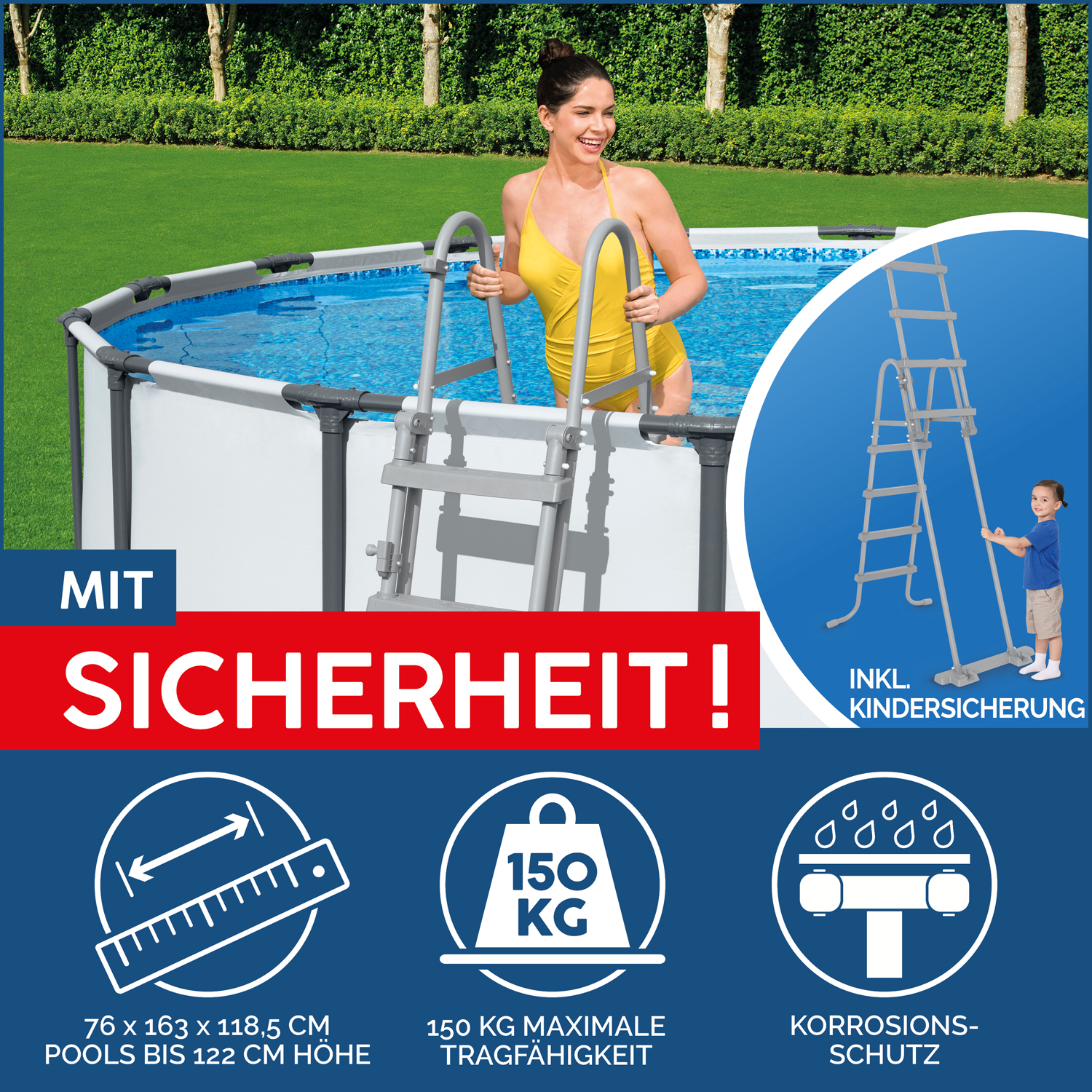 Steel Pro MAX™ Frame Pool Komplett-Set mit Filterpumpe Ø 427 x 122 cm, lichtgrau, rund