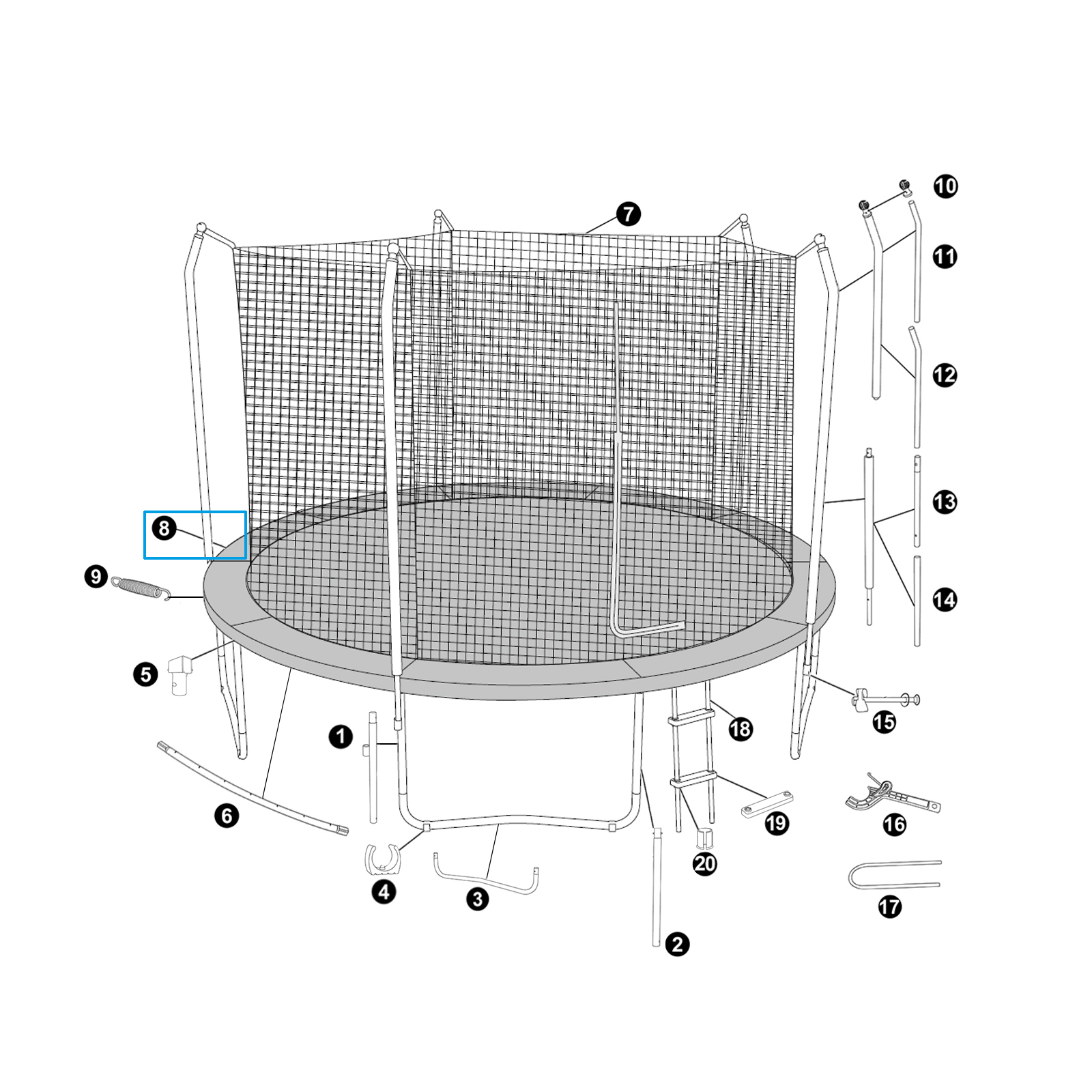 Bestway® Spare Part Frame Pad for 12' x 9'1"/3.66m x 2.78m Xtreme Air Trampoline