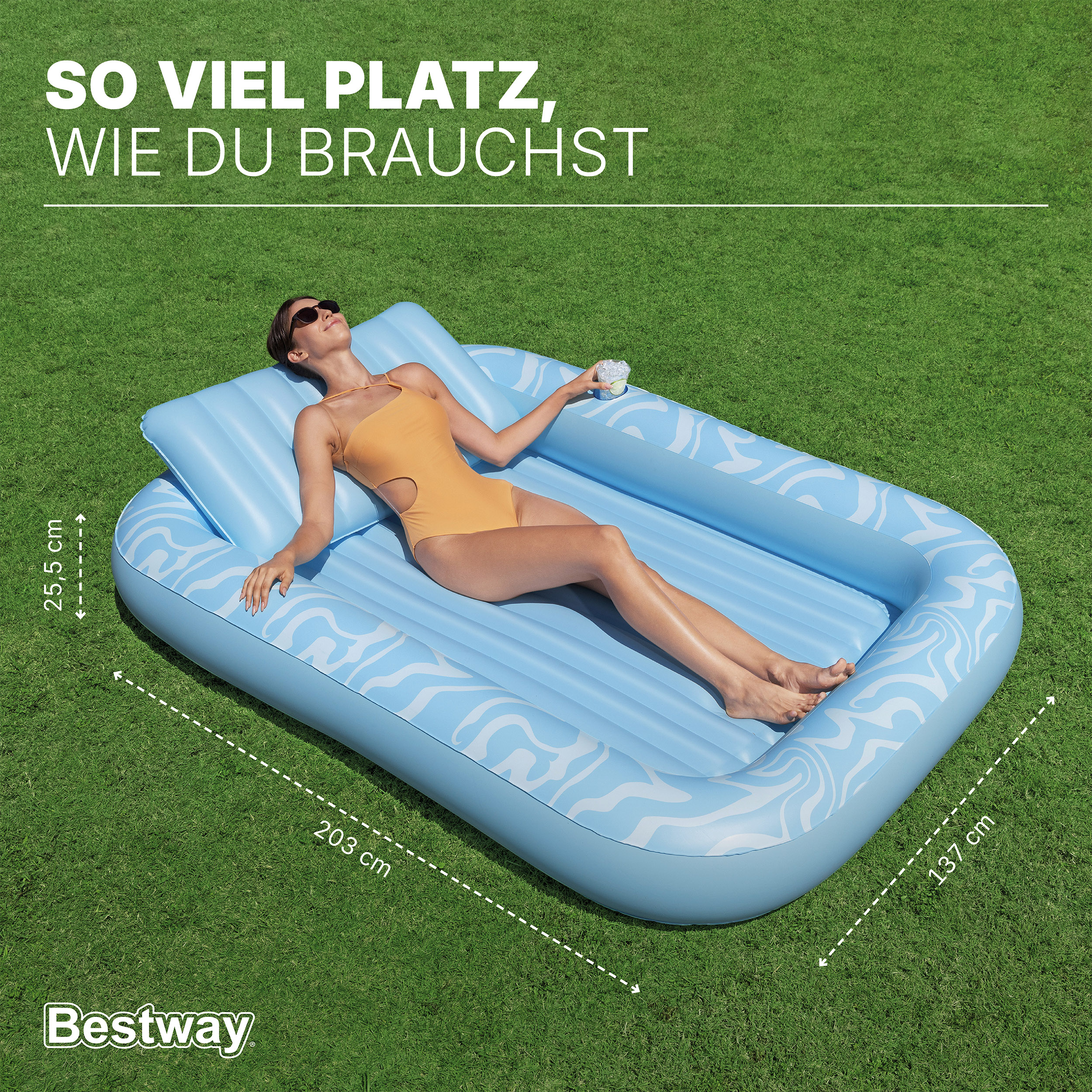 Tanning Lounge - Aufblasbare Sonnenliege & Pool Lounge 203 x 137 x 25,5 cm