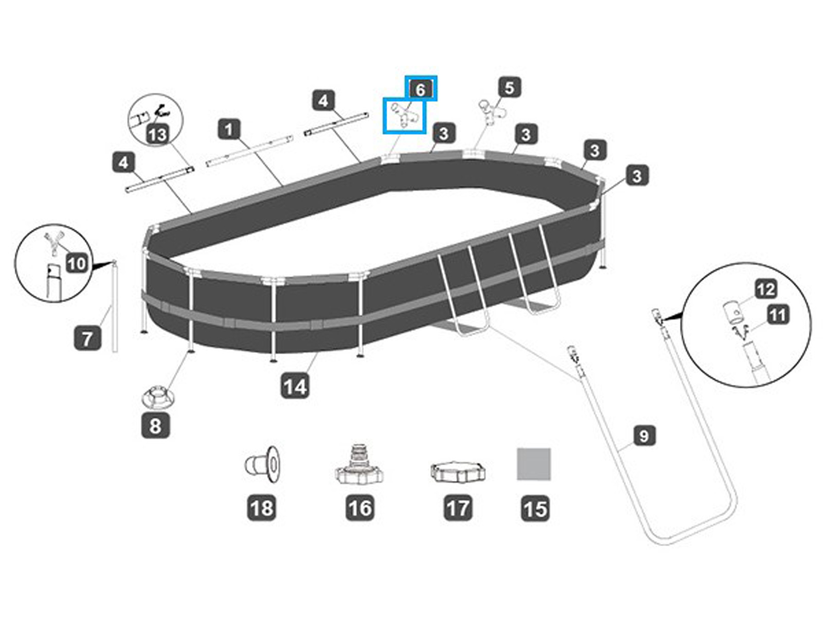Bestway® Spare Part T-connector F (brown/Seal & Lock System™) Swim VistaSeries™ pool 427x250x100 cm