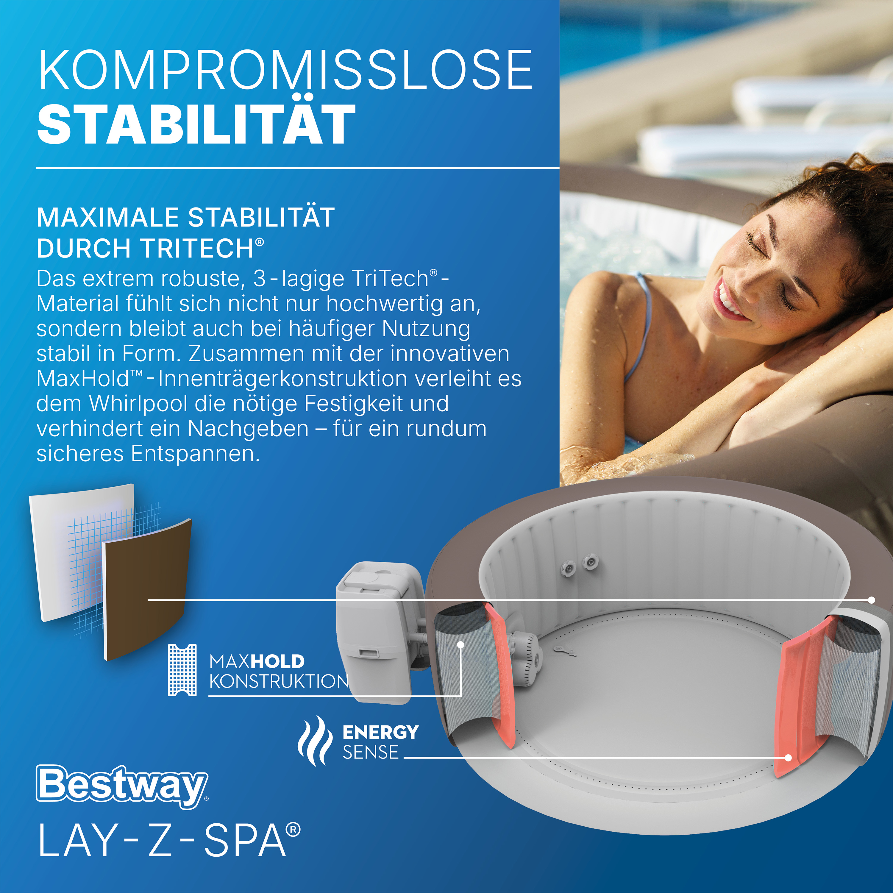 LAY-Z-SPA® WLAN-Whirlpool Dominica HydroJet™ mit App-Steuerung, für 6 Personen Ø 196 x 71 cm, Urbanbraun