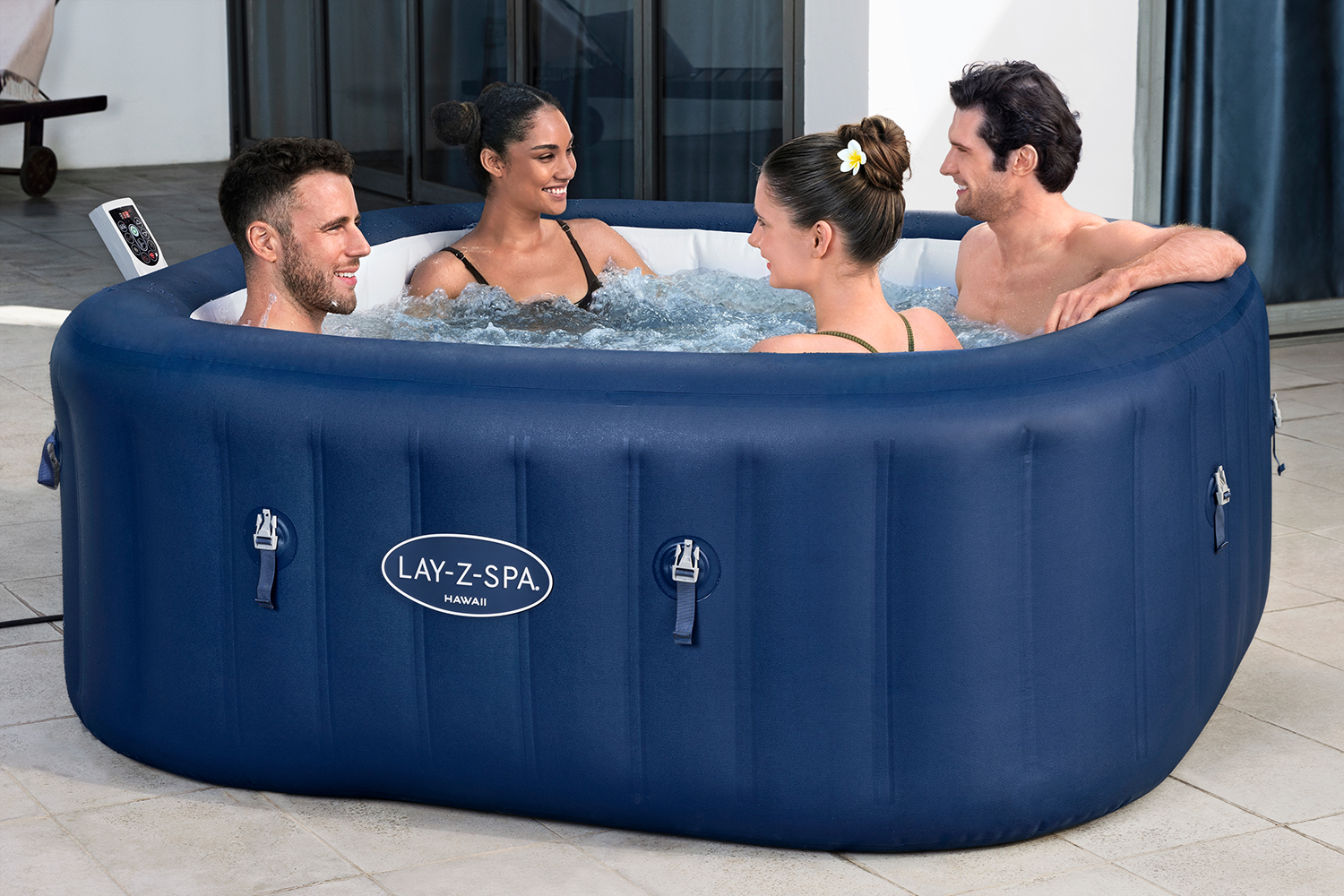 LAY-Z-SPA® Energiespar-Whirlpool Hawaii AirJet™ mit App-Steuerung, für 6 Personen, 180 x 180 x 71 cm, Kobaltblau