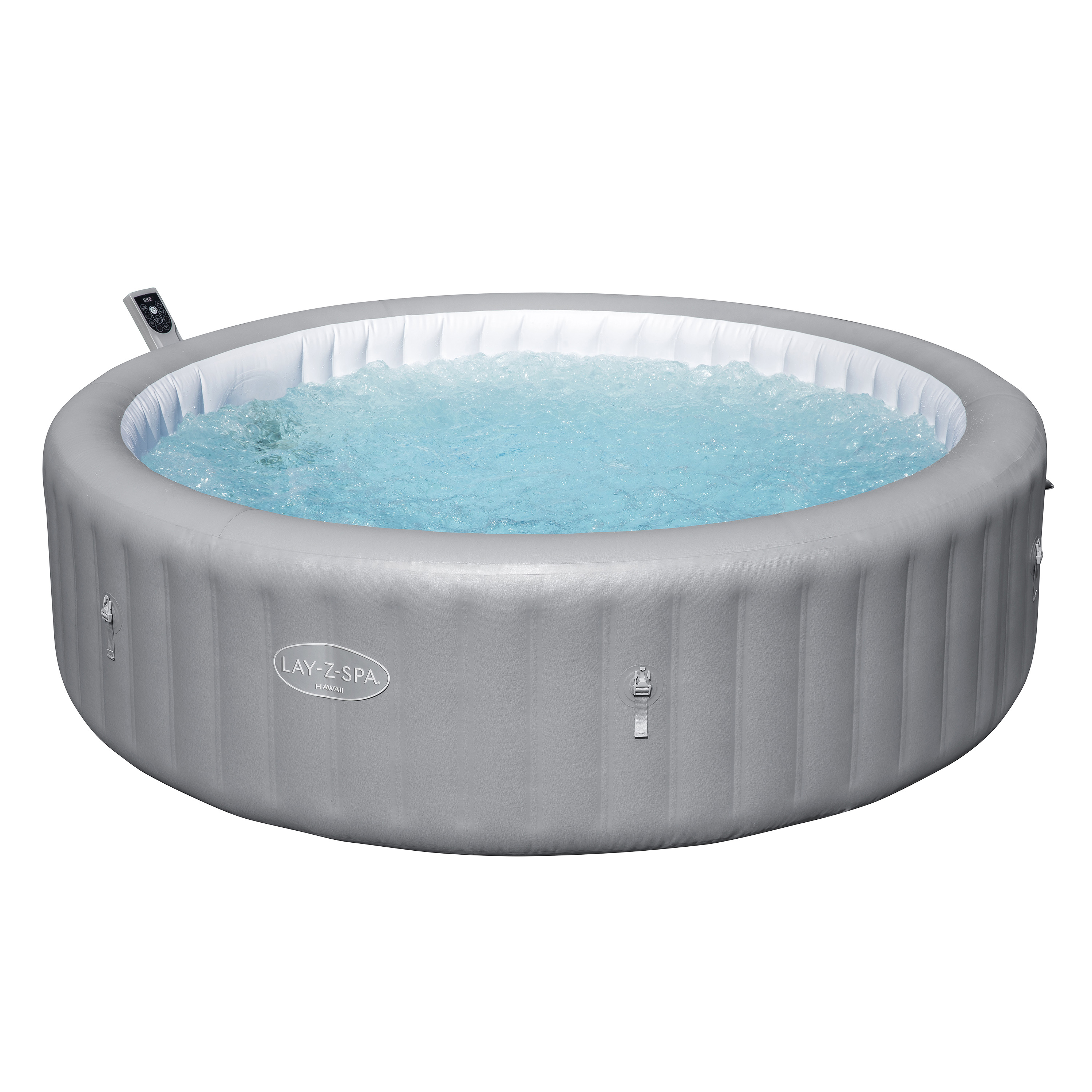 LAY-Z-SPA® Energiespar Whirlpool Hawaii Arjet™ mit App Steuerung, für 8 Personen Ø 236 x 71 cm, Silbergrau
