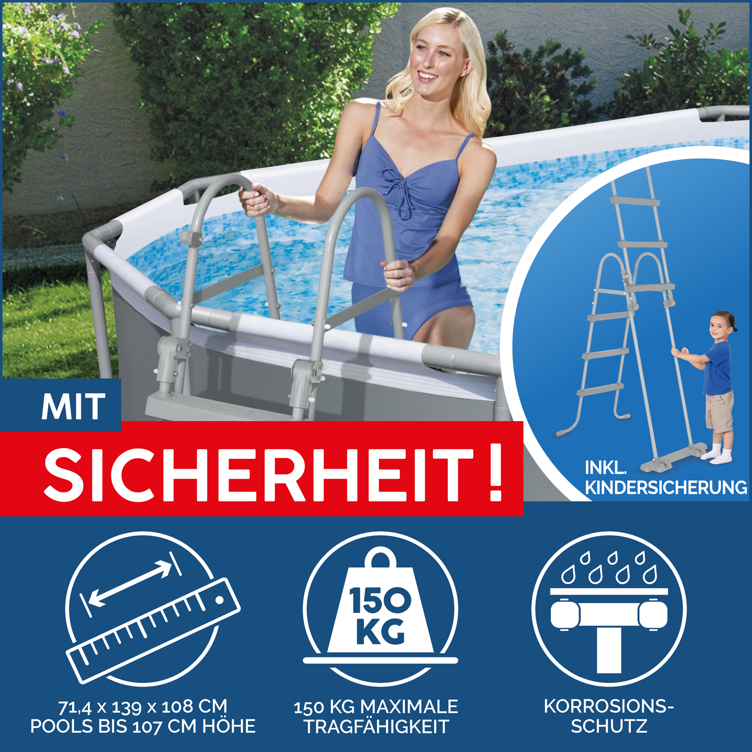 Power Steel™ Frame Pool Set mit Filterpumpe 427 x 250 x 100 cm , grau, oval