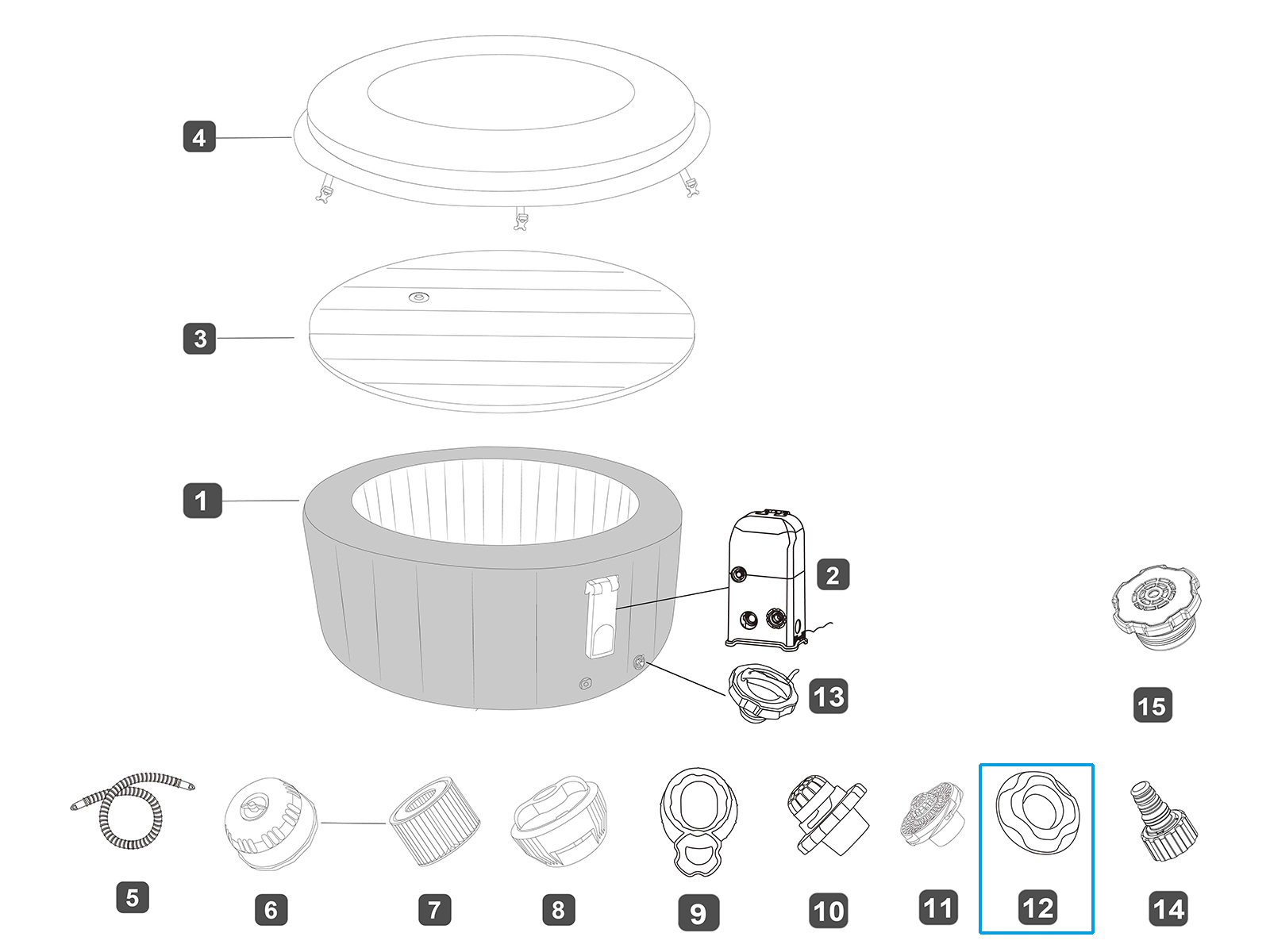 Bestway® Spare Part air valve cap for LAY-Z-SPA® whirlpools with built-in-pump