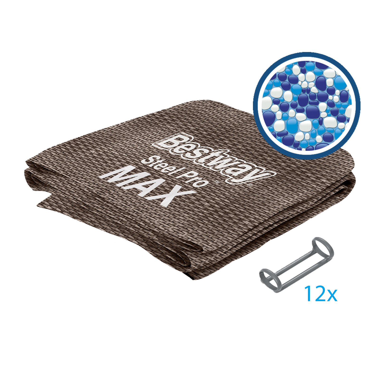 Ersatzteil Poolfolie für Steel Pro MAX 366x100cm, rund - inklusive Kunststoffring-Set