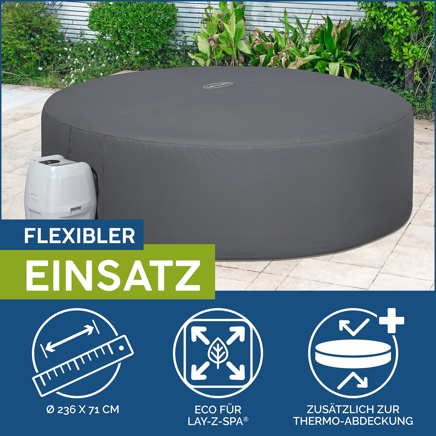 LAY-Z-SPA® Xtras EnergySense™ Plus Thermo-Komplettabdeckung Ø 236 x 71 cm, rund