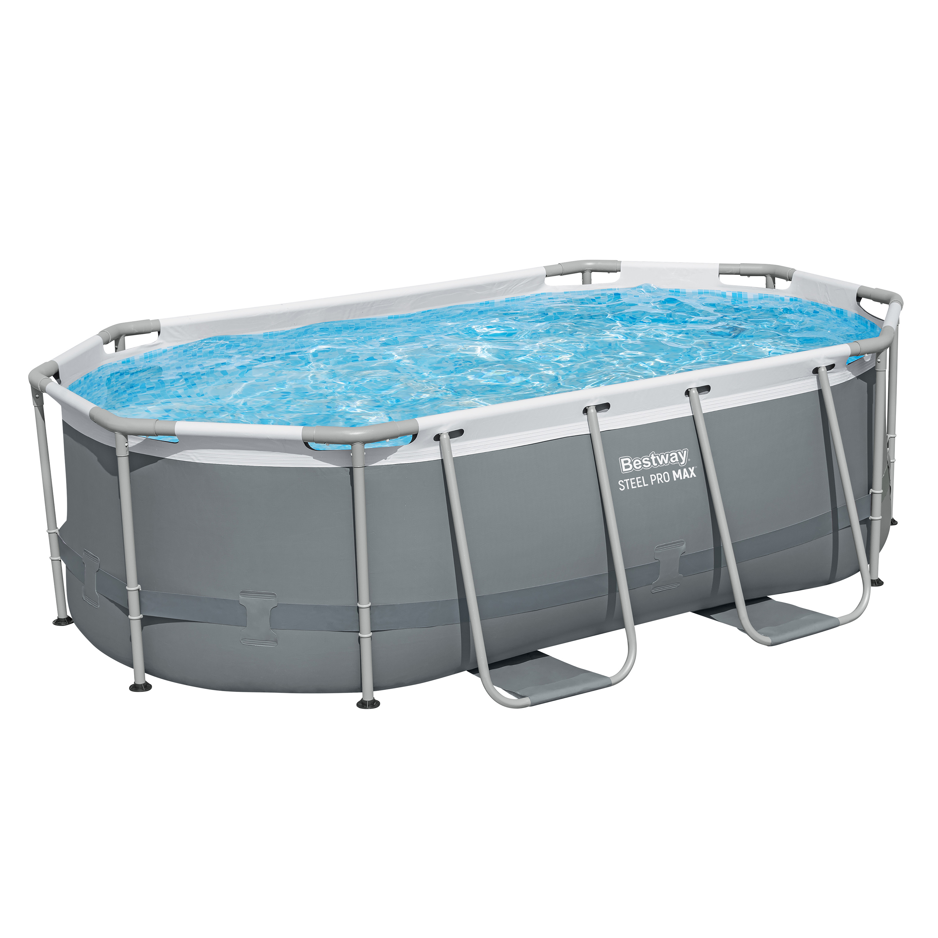 Steel Pro MAX™ Solo Pool ohne Zubehör 305 x 200 x 84 cm, grau, oval