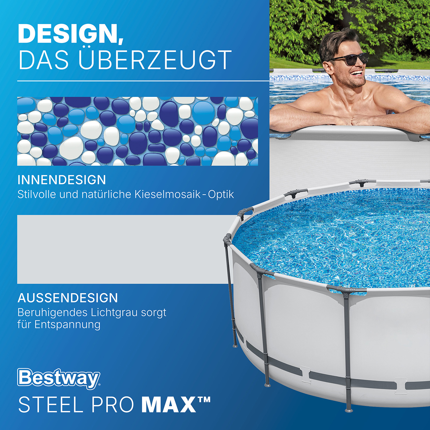 Steel Pro MAX™ Solo Pool ohne Zubehör Ø 366 x 122 cm, lichtgrau, rund