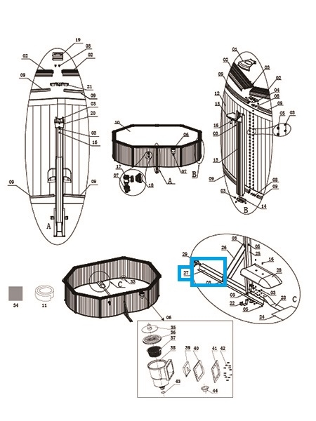 Bestway® Spare Part Side support (white) for various Hydrium™ pools