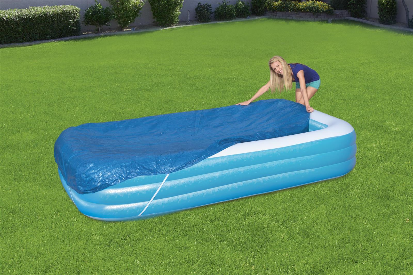 PE-Abdeckplane passend für 305 x 183 cm Family Pools, blau, eckig